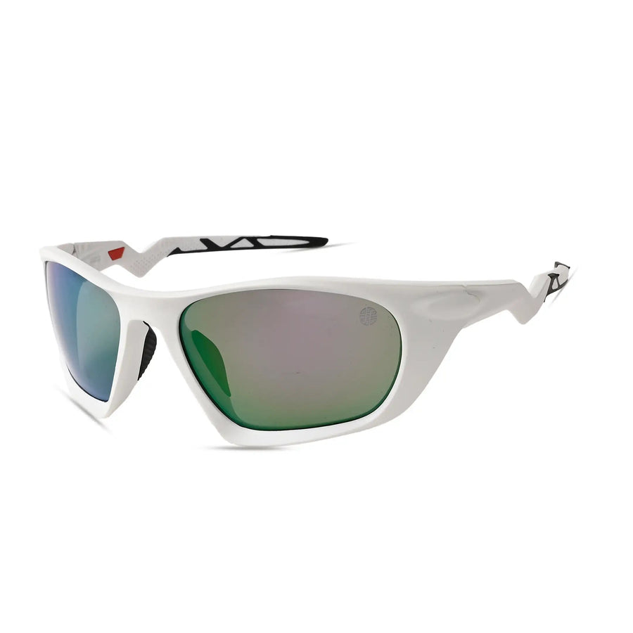 Lateralis | White Large Full Rim Wraparound Sports Sunglasses for Men & Women [Mirrored]