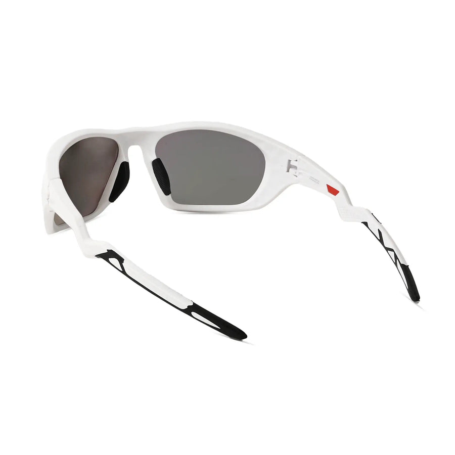 Lateralis | White Large Full Rim Wraparound Sports Sunglasses for Men & Women [Mirrored]