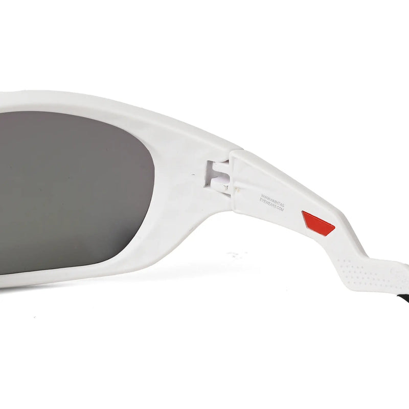 Lateralis | White Large Full Rim Wraparound Sports Sunglasses for Men & Women [Mirrored]