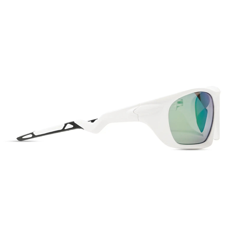 Lateralis | White Large Full Rim Wraparound Sports Sunglasses for Men & Women [Mirrored]