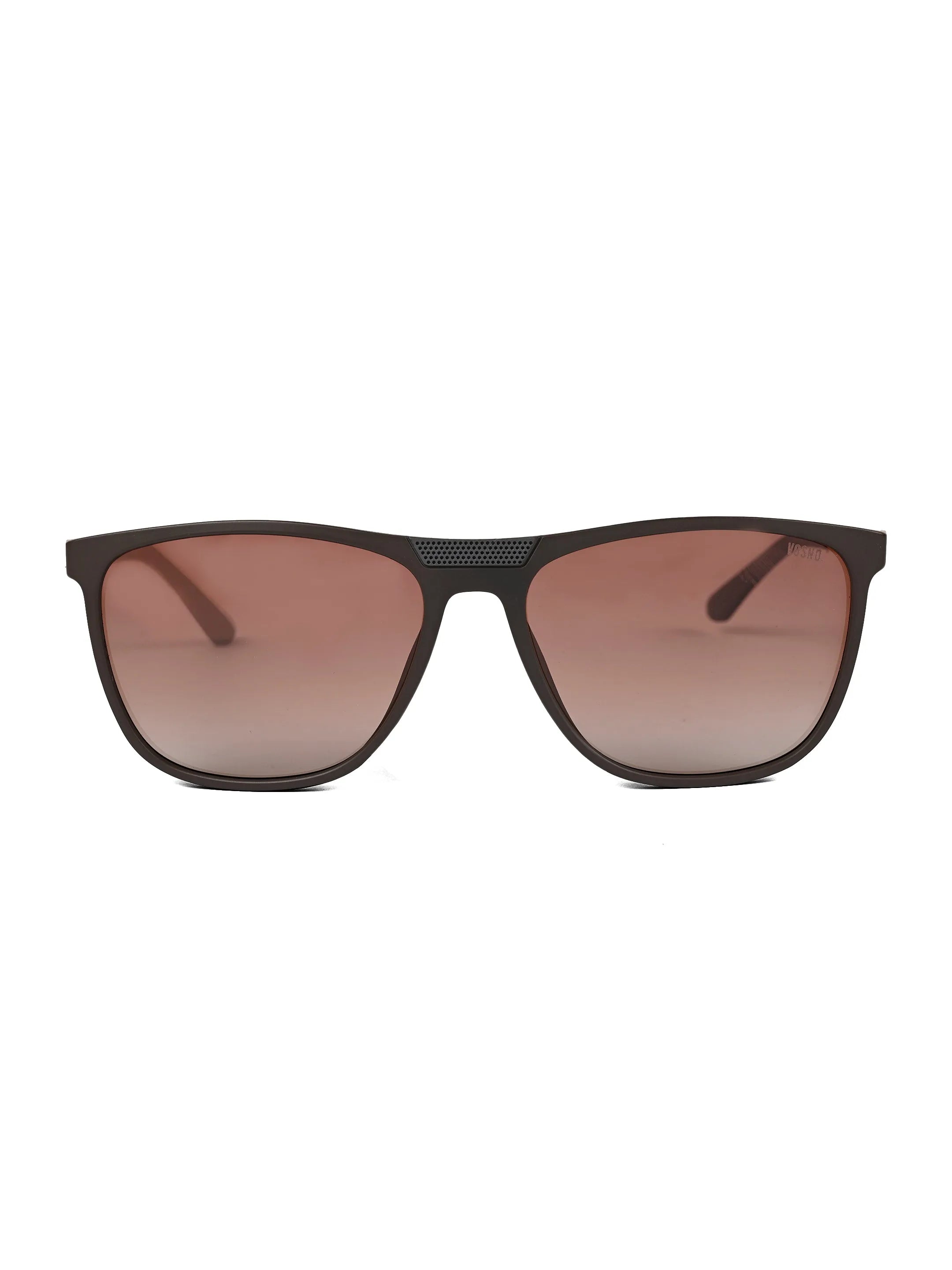 Zelora | Mate Brown & Grey Large Full Rim Wayarer Sunglasses for Men & Women [Polarized] HASHTAG X VOSNO