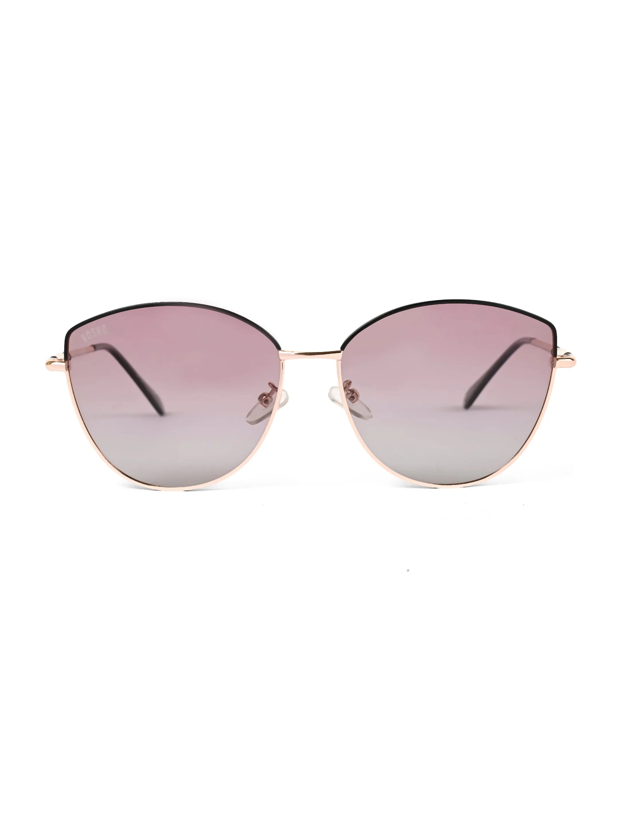 Solara | Golden / Black Extra-Large Full Rim Cat-Eye Sunglasses for Women [Polarized] HASHTAG X VOSNO