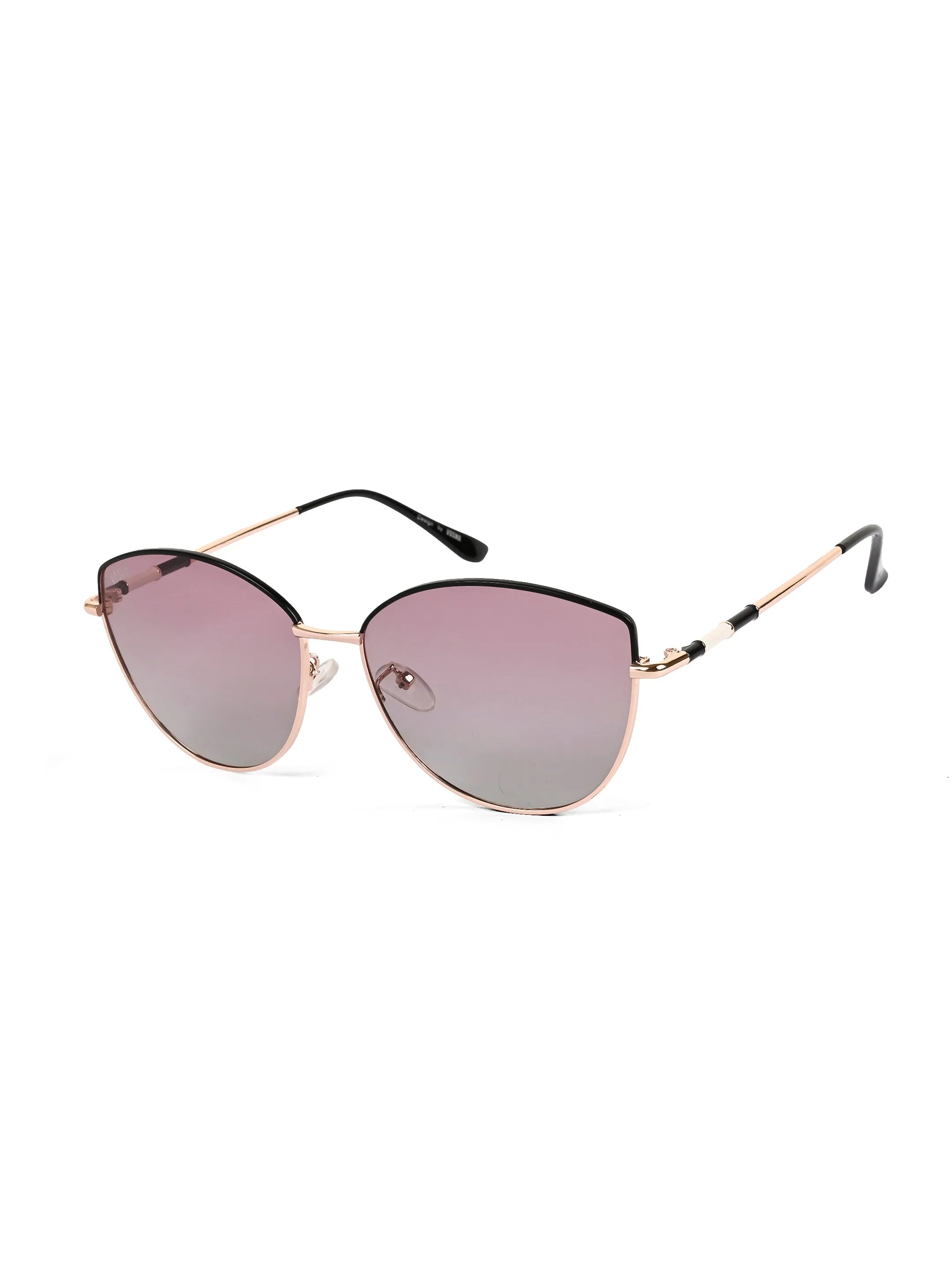 Solara | Golden / Black Extra-Large Full Rim Cat-Eye Sunglasses for Women [Polarized] HASHTAG X VOSNO