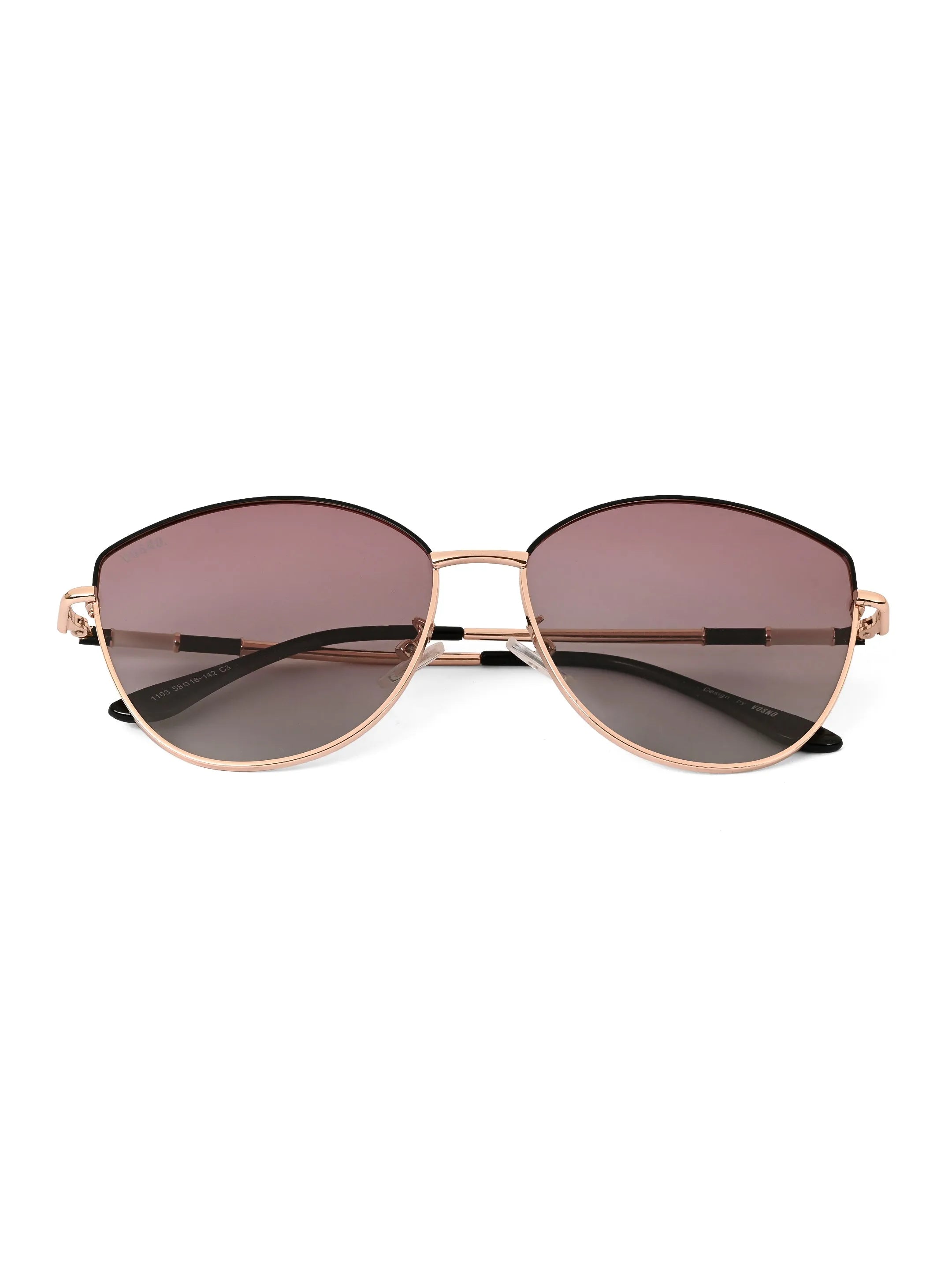 Solara | Golden / Black Extra-Large Full Rim Cat-Eye Sunglasses for Women [Polarized] HASHTAG X VOSNO