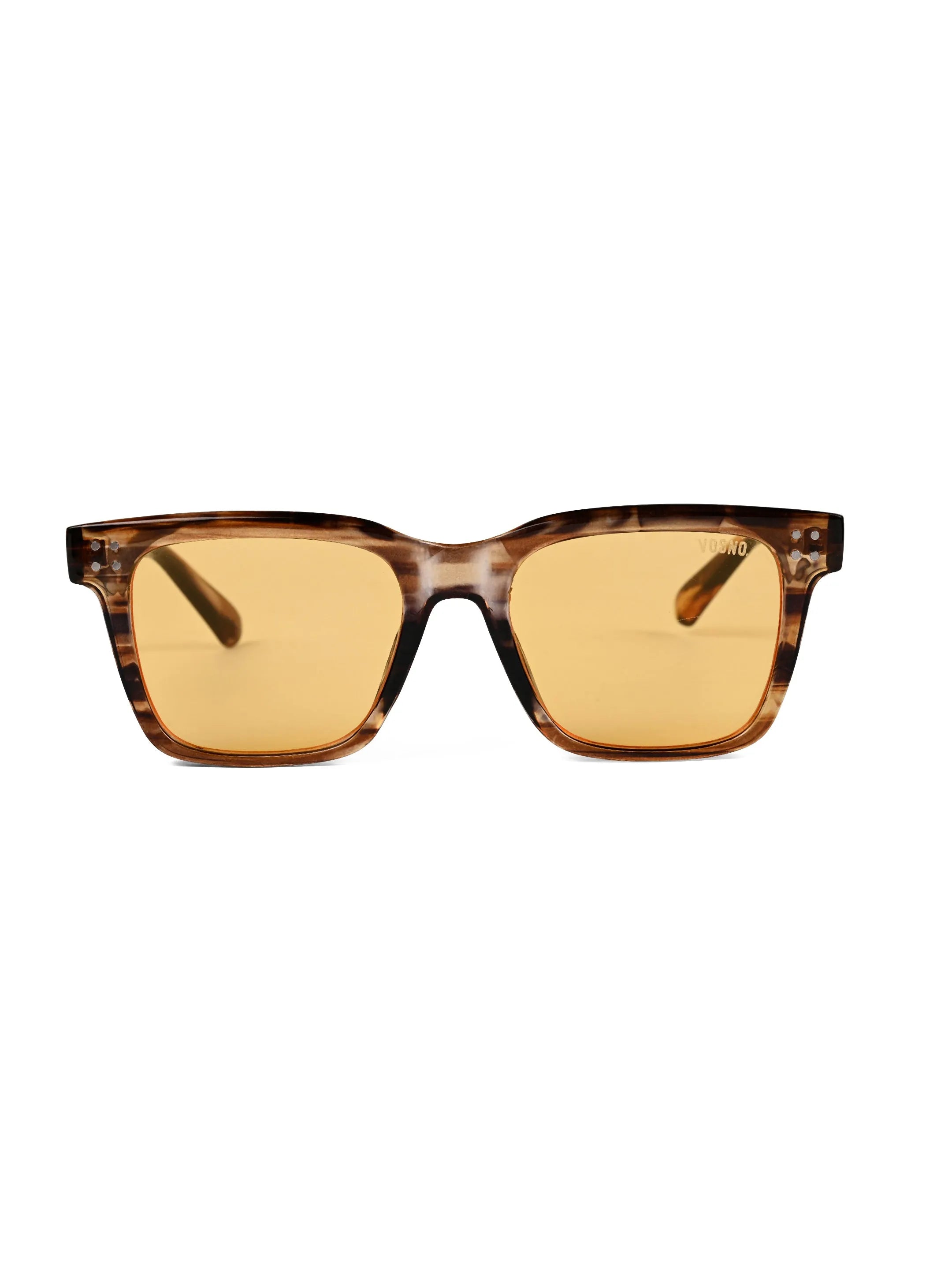 Stelor | Transparent Brown Medium Full Rim Square Sunglasses for Men & Women [UV-protected] HASHTAG X VOSNO