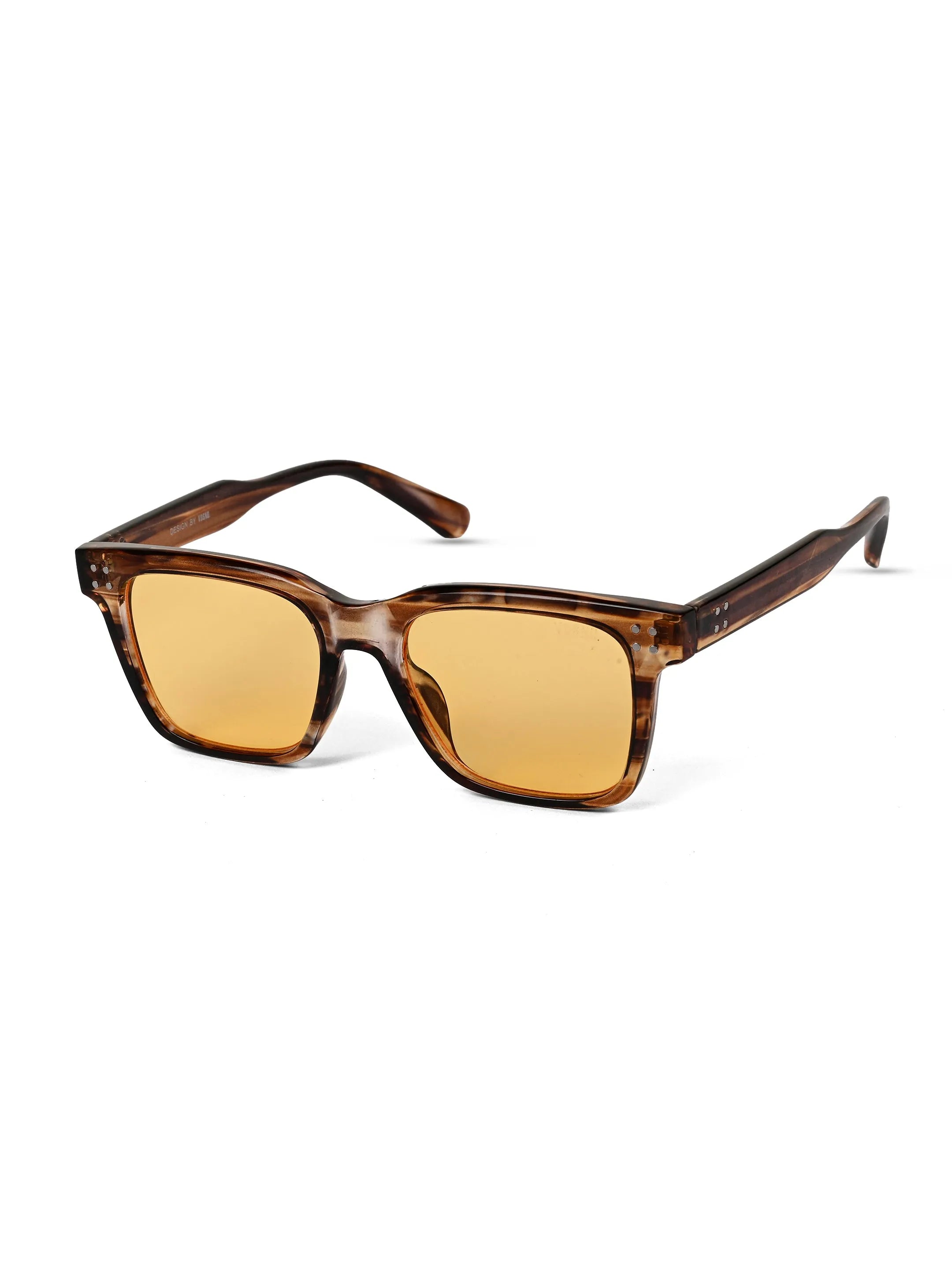Stelor | Transparent Brown Medium Full Rim Square Sunglasses for Men & Women [UV-protected] HASHTAG X VOSNO