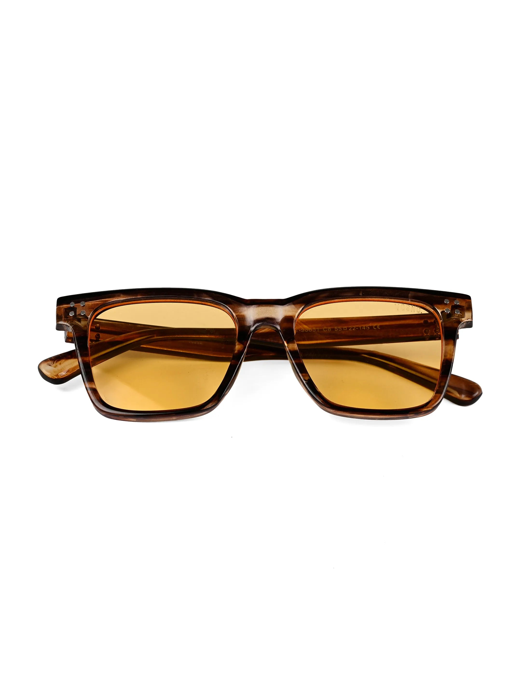 Stelor | Transparent Brown Medium Full Rim Square Sunglasses for Men & Women [UV-protected] HASHTAG X VOSNO