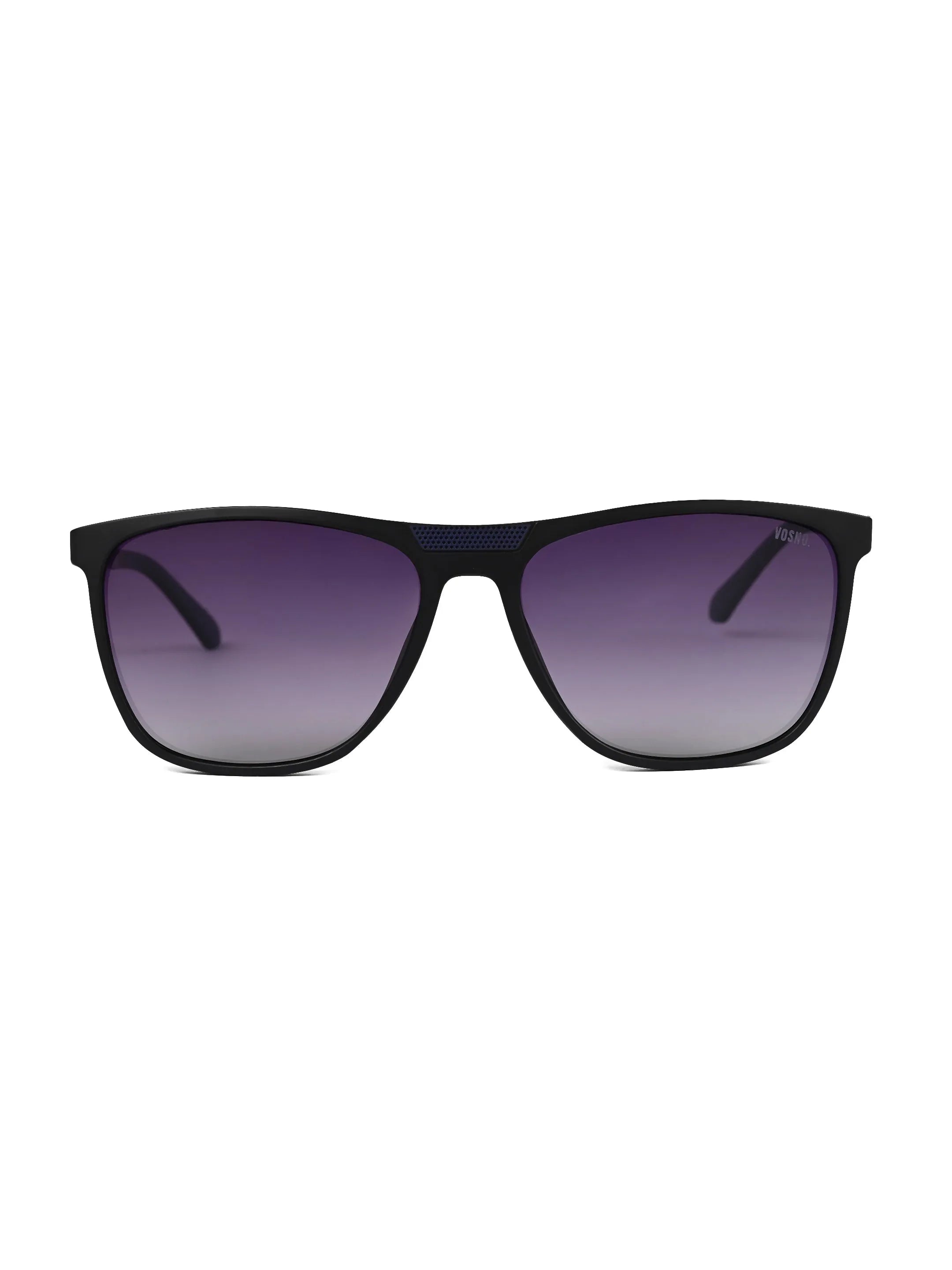 Zelora | Mate Black & Grey Large Full Rim Wayfarer Sunglasses for Men & Women [Polarized] HASHTAG X VOSNO