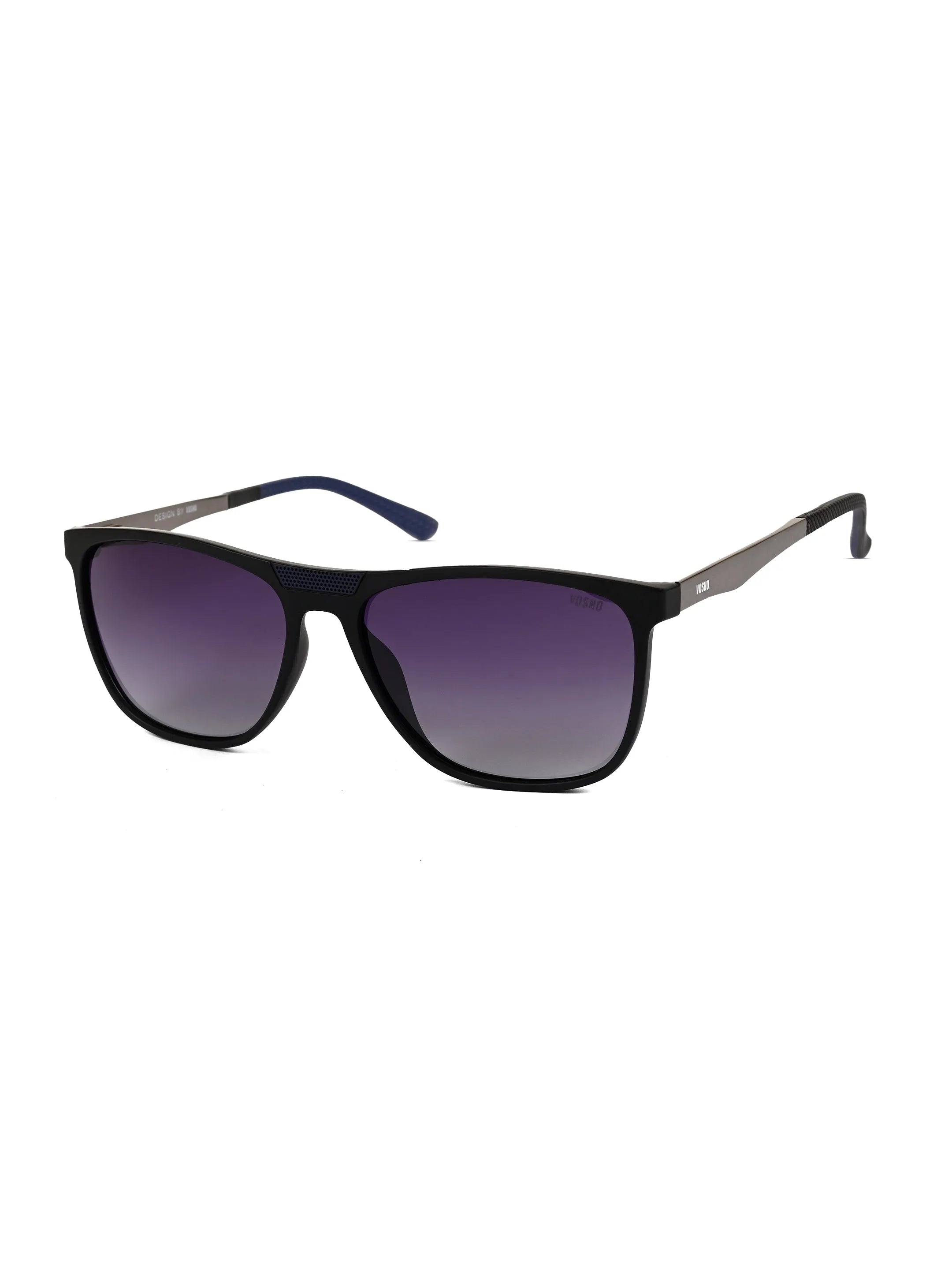 Zelora | Mate Black & Grey Large Full Rim Wayfarer Sunglasses for Men & Women [Polarized] HASHTAG X VOSNO