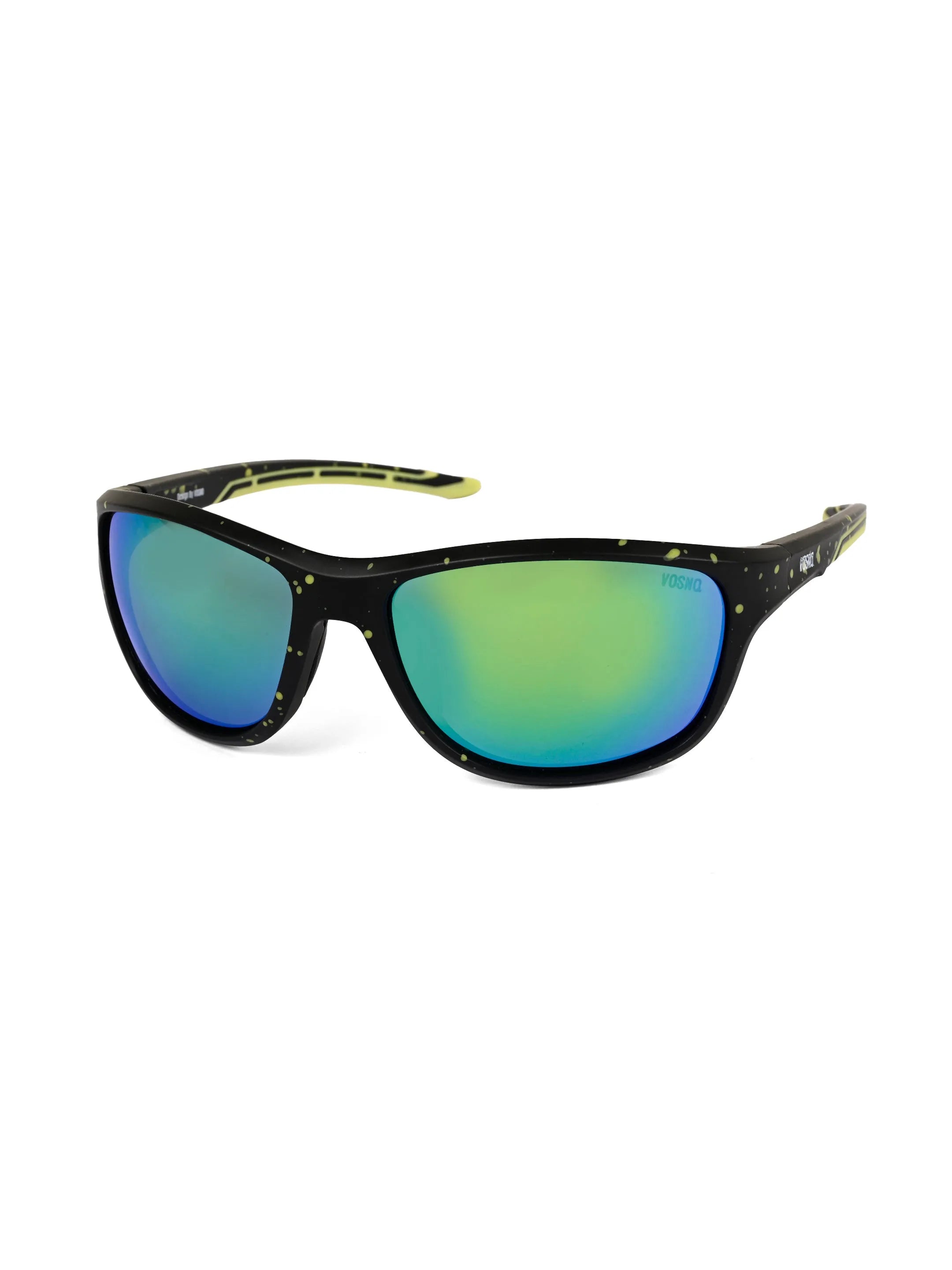 Storm | Black/Green Dotty Texture Medium Full Rim Wraparound Sports for Men & Women [Polarized]
