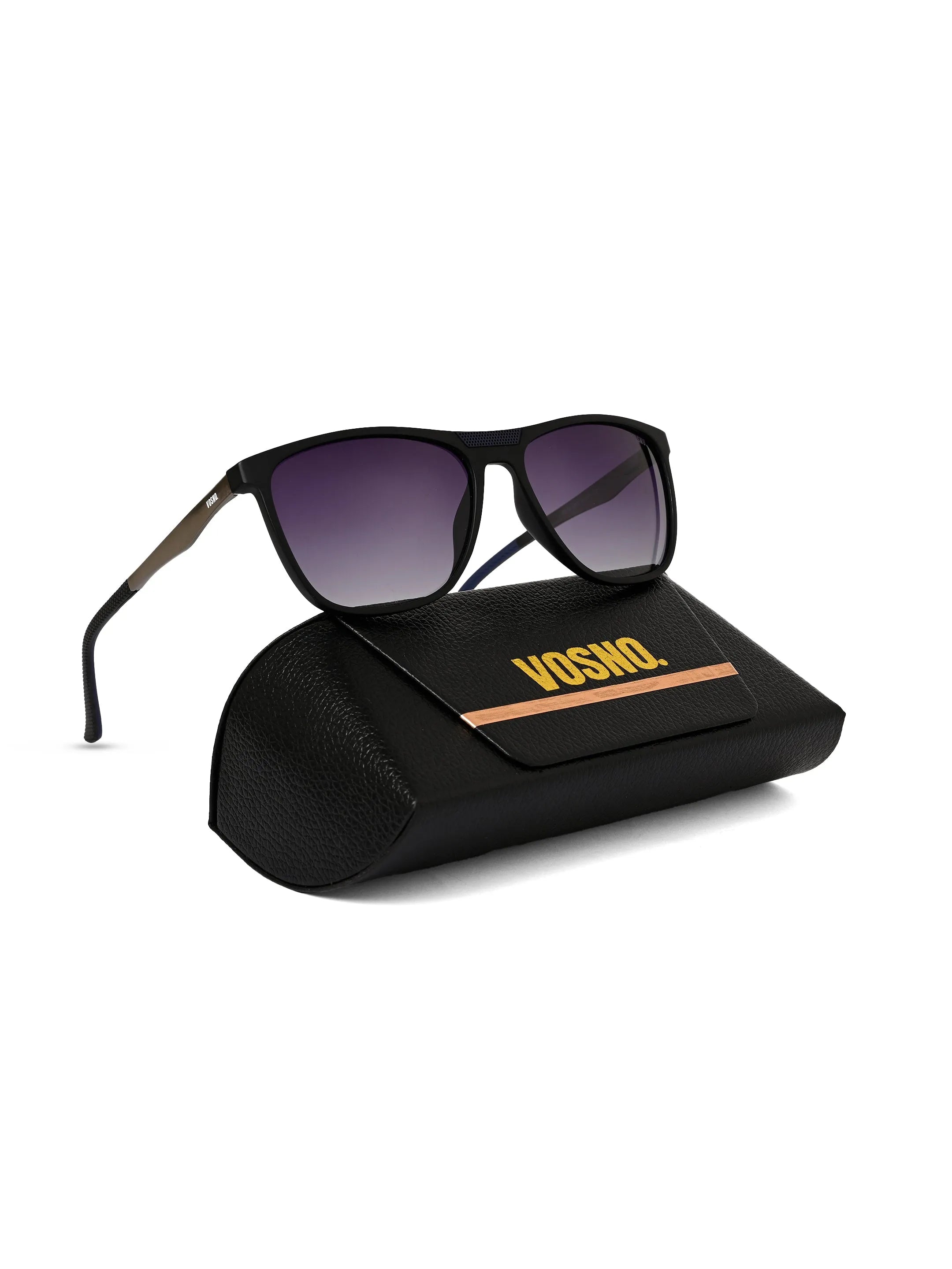 Zelora | Mate Black & Grey Large Full Rim Wayfarer Sunglasses for Men & Women [Polarized] HASHTAG X VOSNO