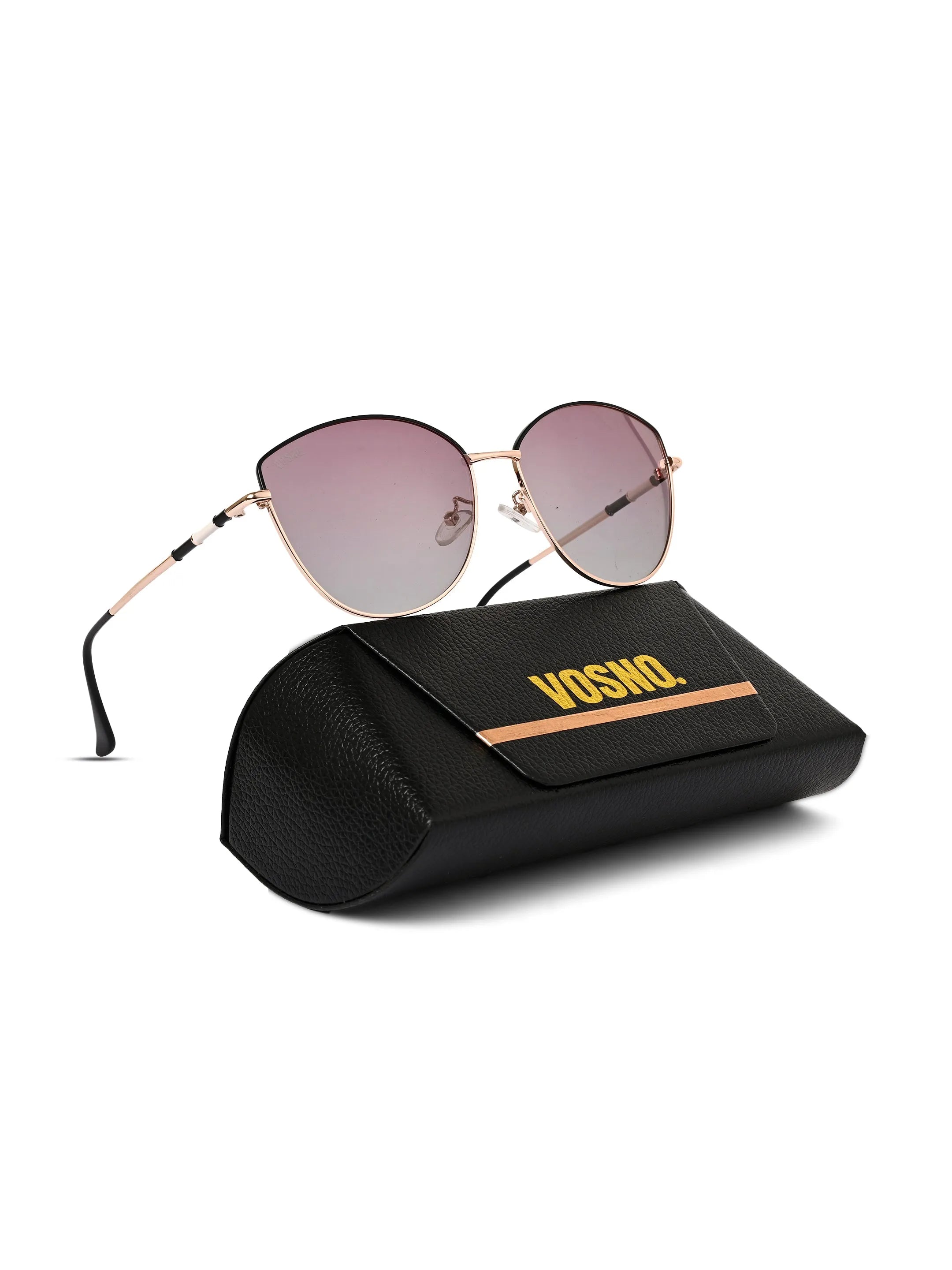 Solara | Golden / Black Extra-Large Full Rim Cat-Eye Sunglasses for Women [Polarized] HASHTAG X VOSNO