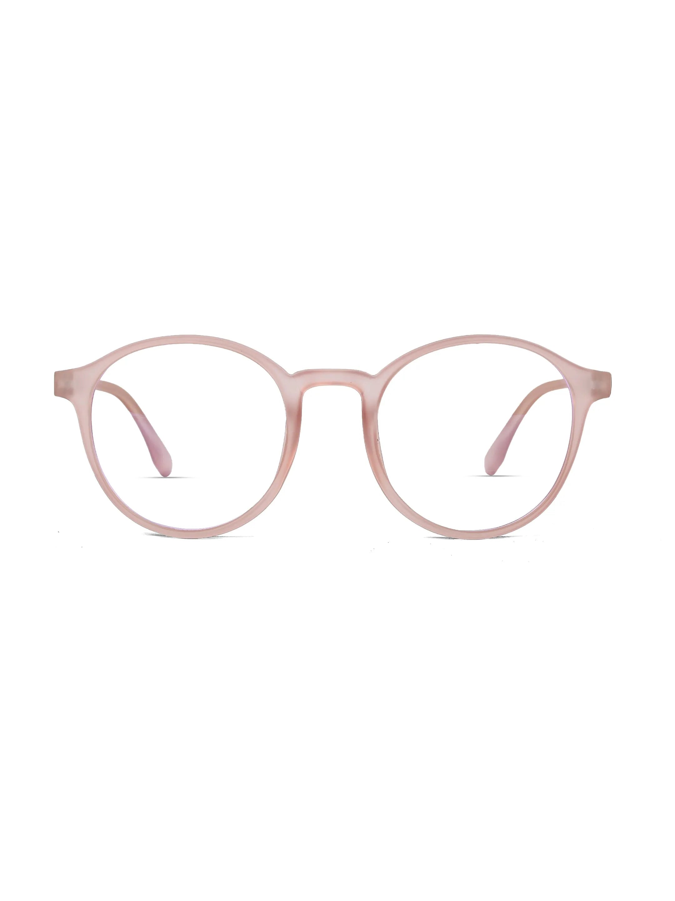 Screenzy | Baby Pink Medium Full Rim Round Computer Glasses for Men & Women [Blue Block]