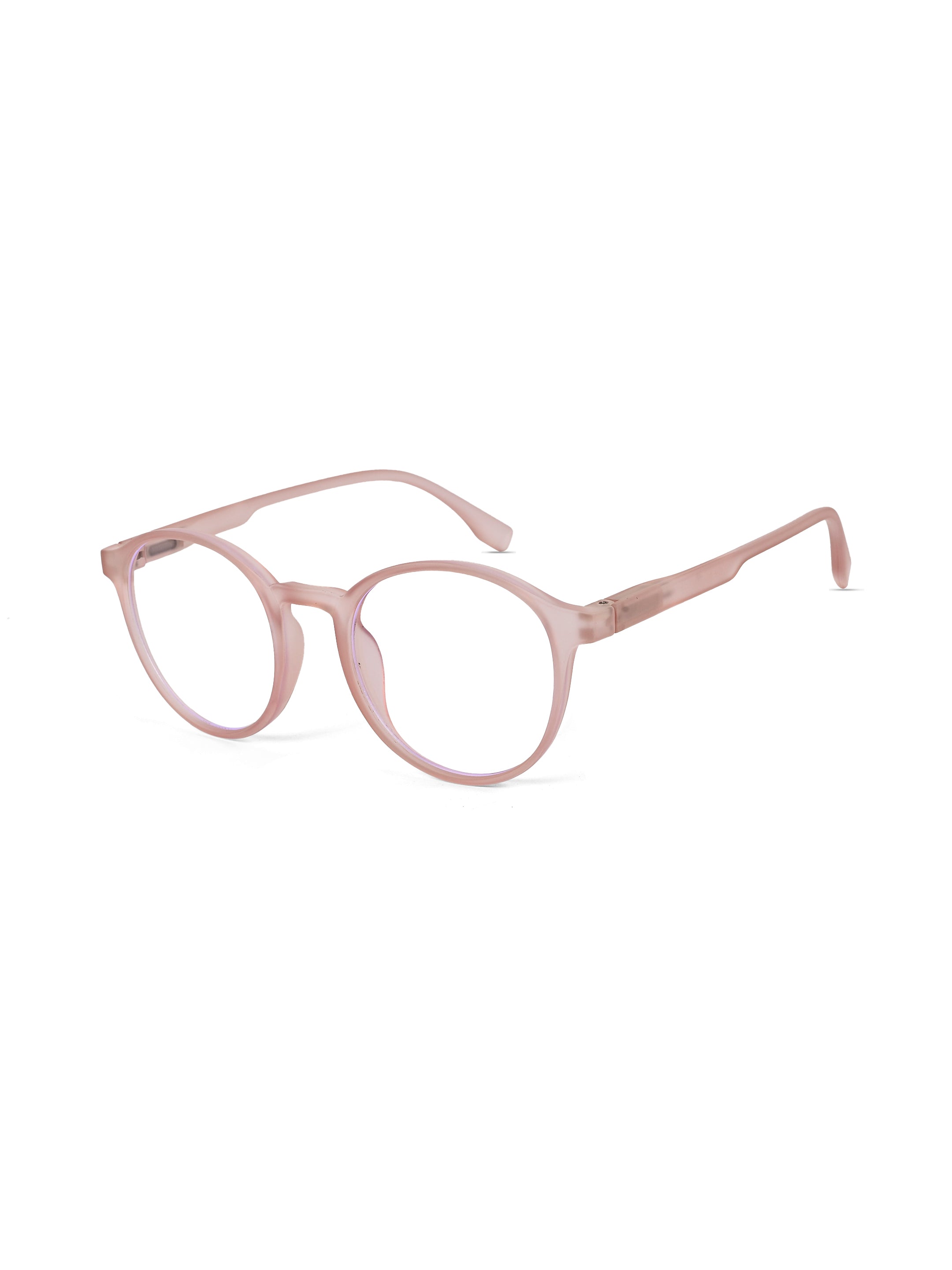 Screenzy | Baby Pink Medium Full Rim Round Computer Glasses for Men & Women [Blue Block]