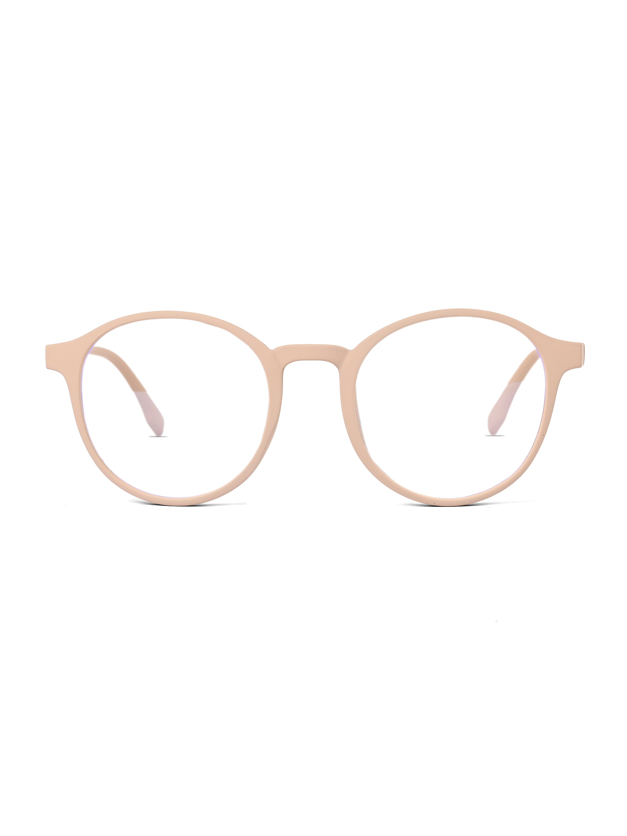 Screenzy | Cream Medium Full Rim Round Computer Glasses for Men & Women [Blue Block]