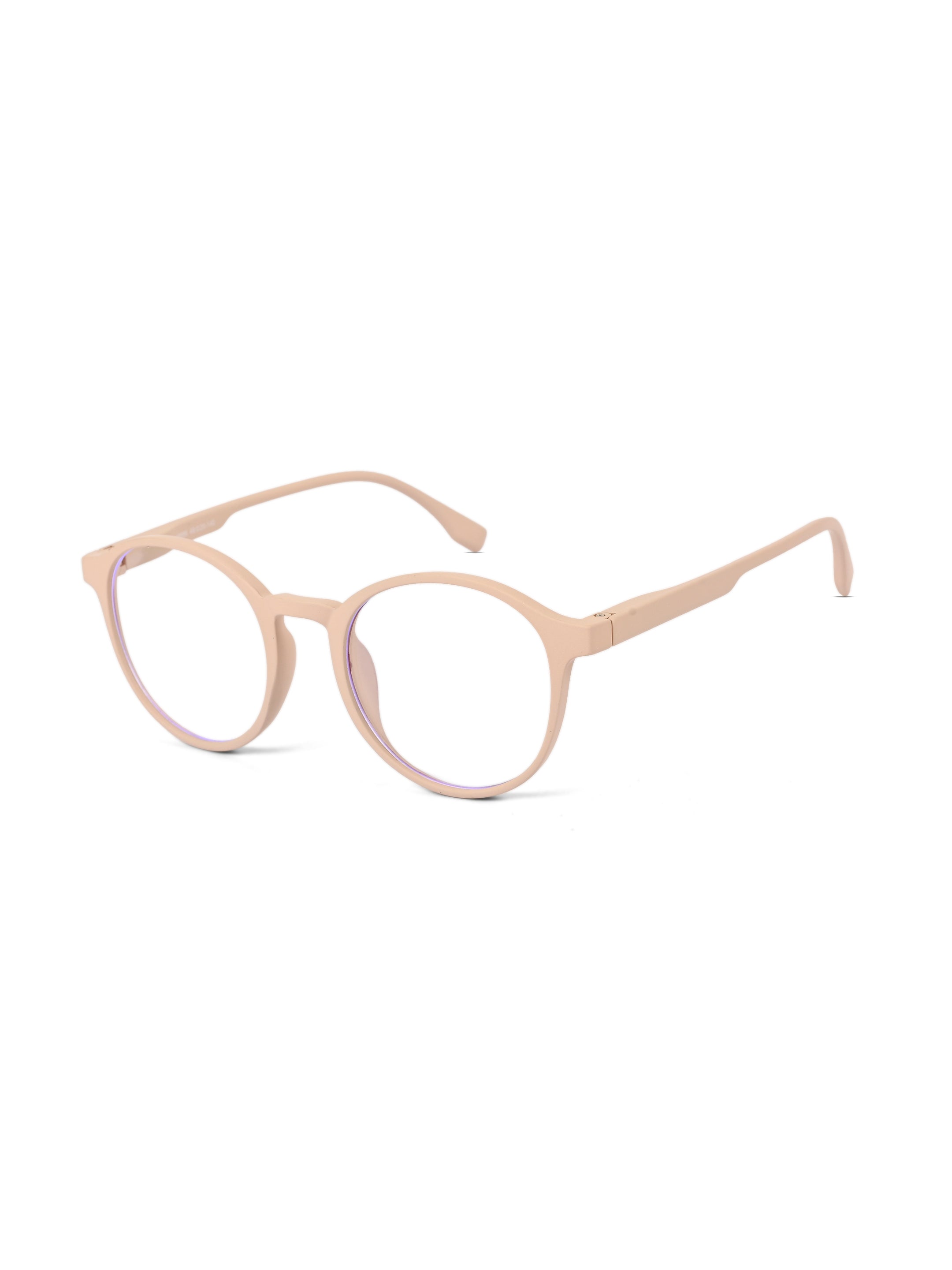 Screenzy | Cream Medium Full Rim Round Computer Glasses for Men & Women [Blue Block]