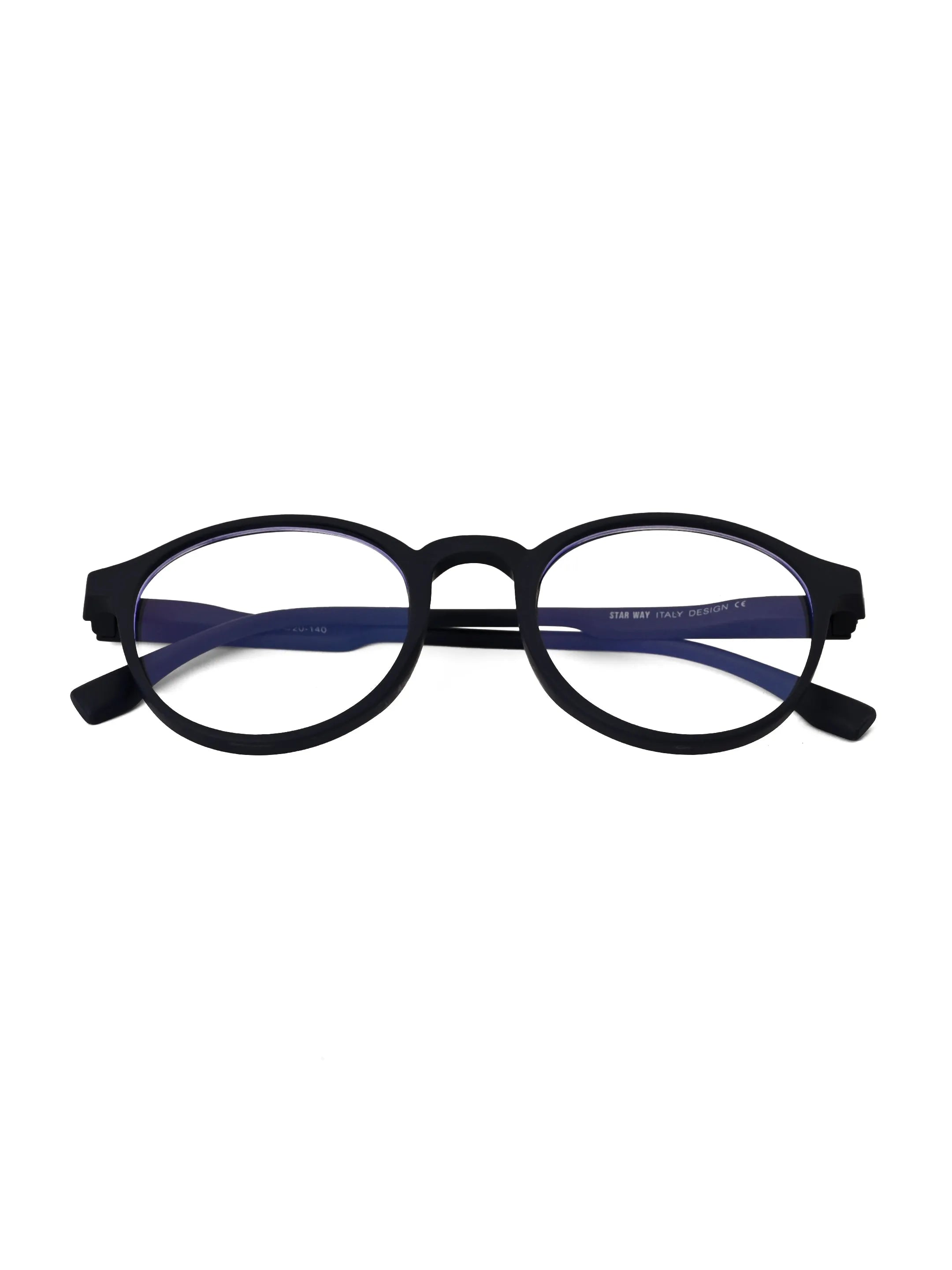 Screenzy | Blue Medium Full Rim Round Computer Glasses for Men & Women [Blue Block]
