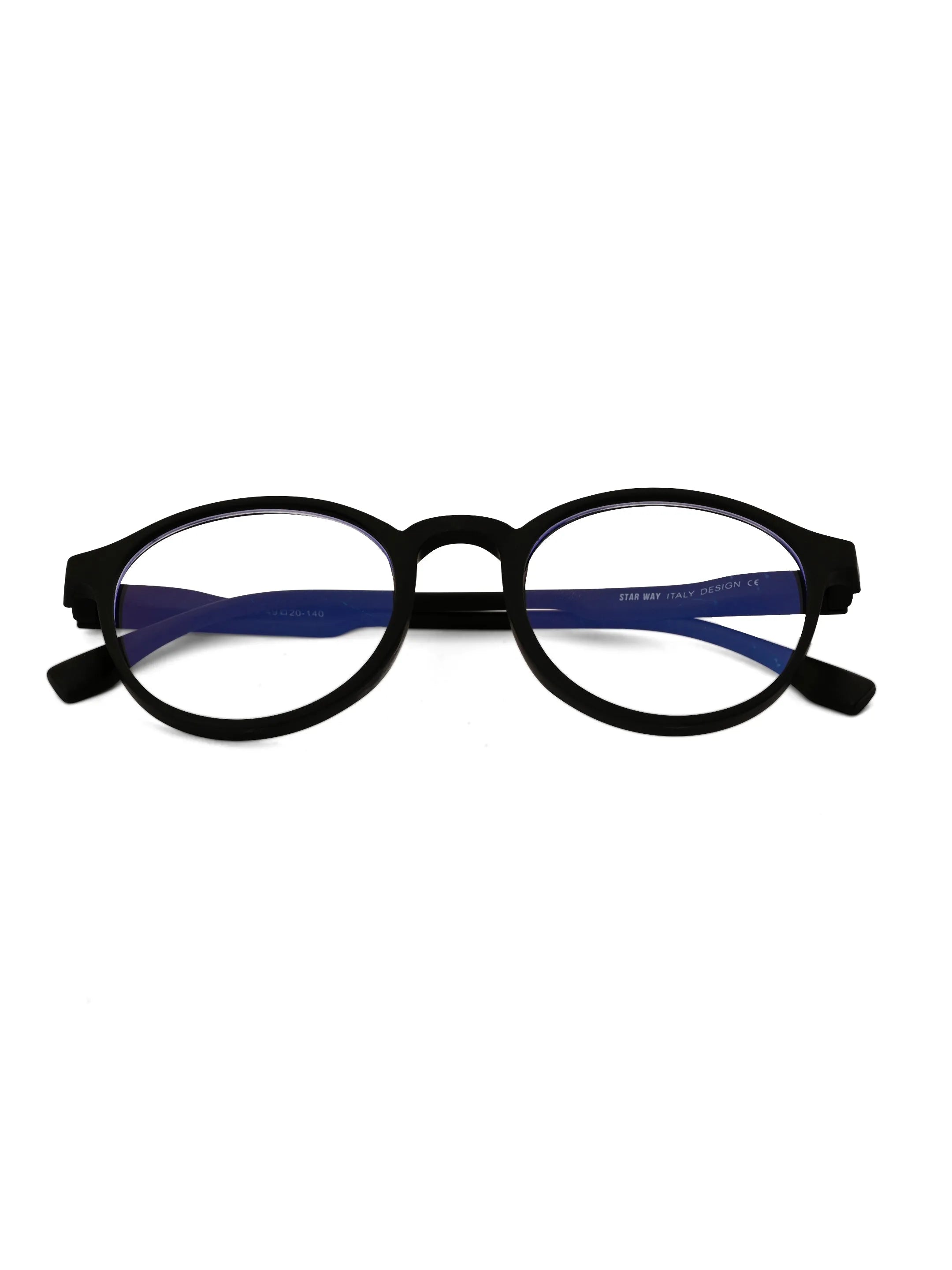 Screenzy | Black Medium Full Rim Round Computer Glasses for Men & Women [Blue Block]