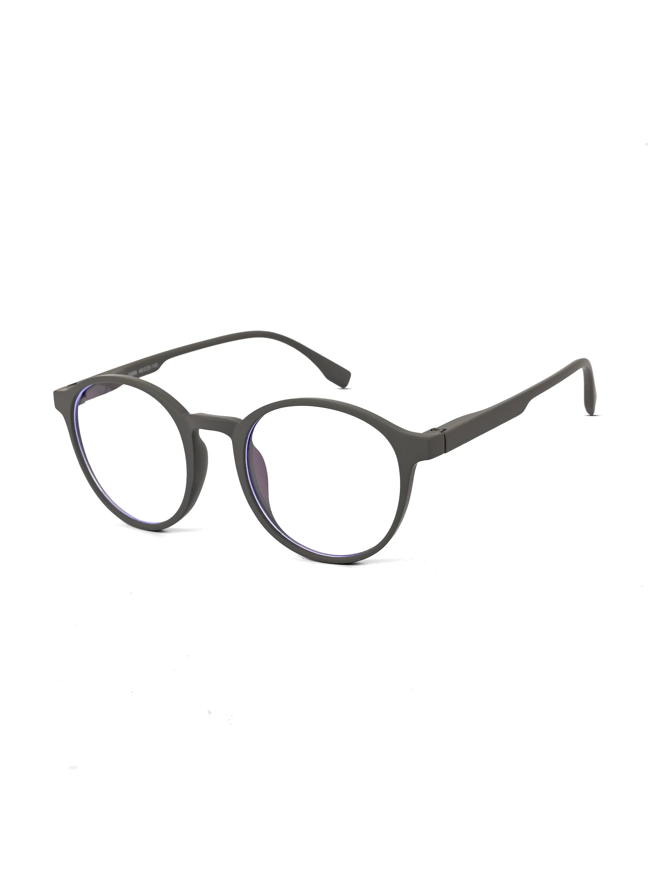 Screenzy | Grey Medium Full Rim Round Computer Glasses for Men & Women [Blue Block]