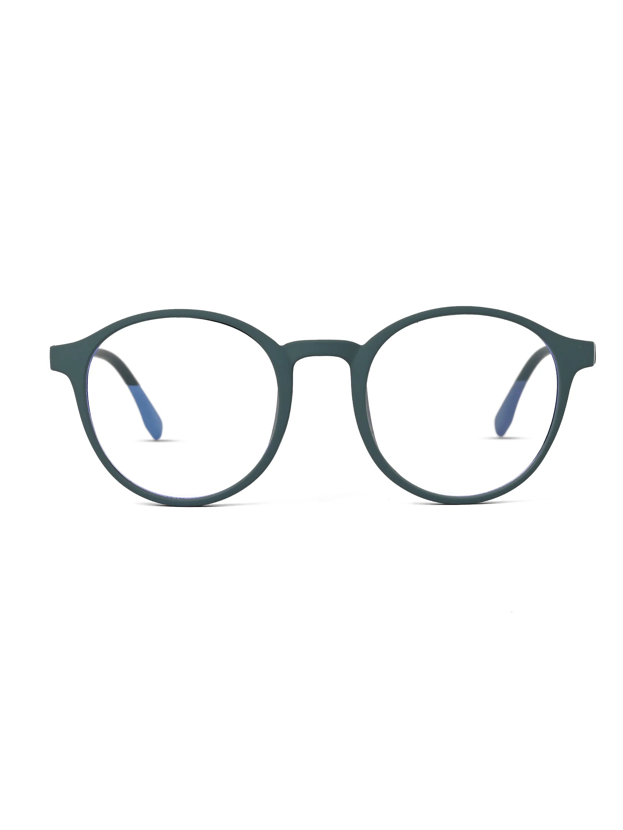 Screenzy | Olive Green Medium Full Rim Round Computer Glasses for Men & Women [Blue Block]