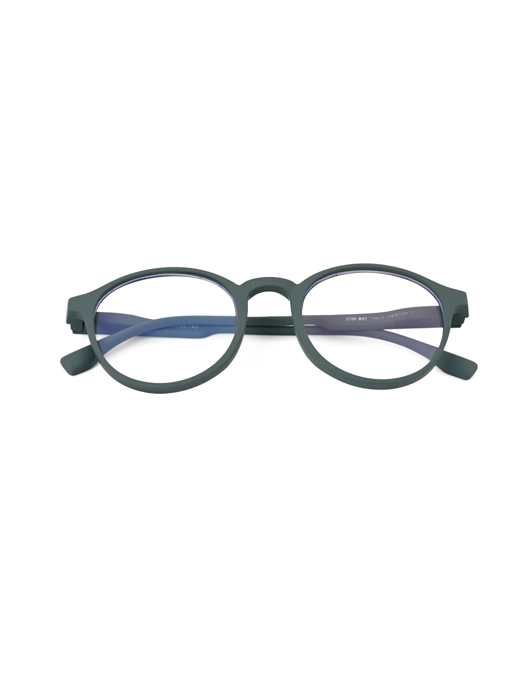 Screenzy | Olive Green Medium Full Rim Round Computer Glasses for Men & Women [Blue Block]