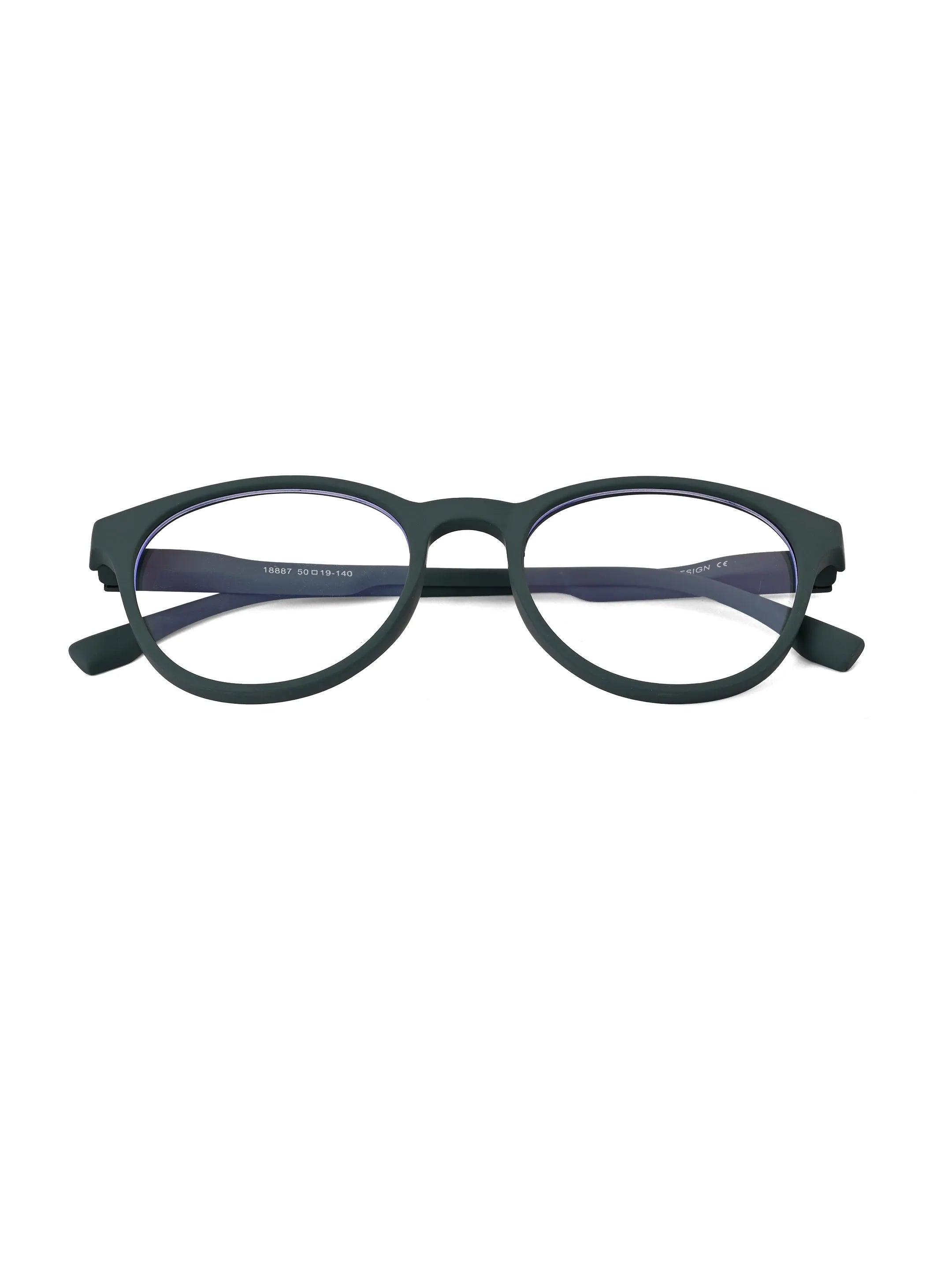 RayBloc | Olive Green Medium Full Rim OVAL Computer Glasses for Men & Women [Blue Block]