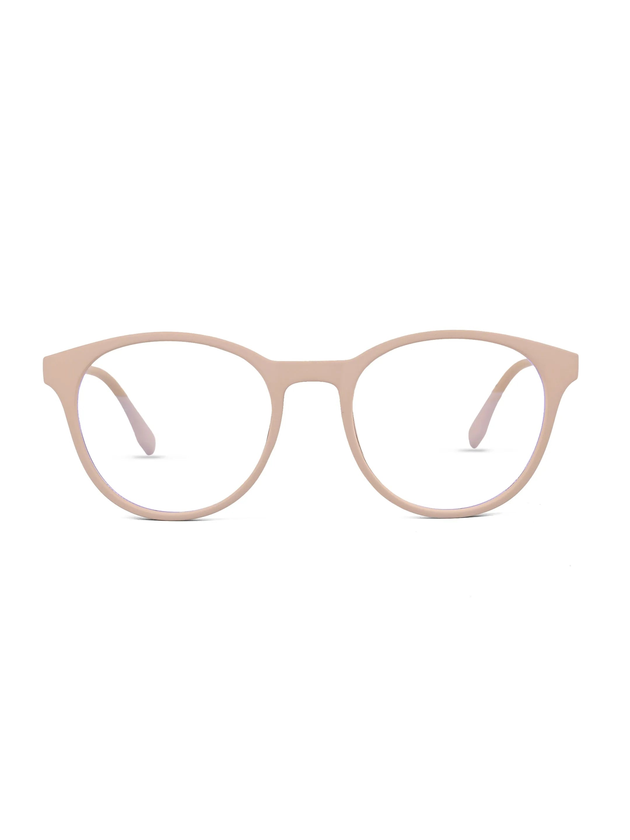 RayBloc | Cream Medium Full Rim OVAL Computer Glasses for Men & Women [Blue Block]
