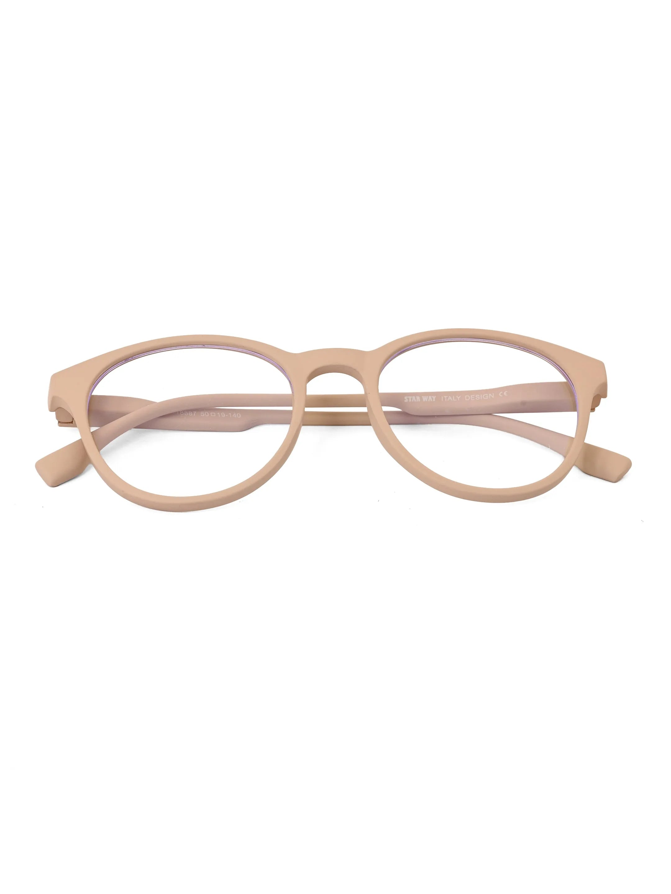 RayBloc | Cream Medium Full Rim OVAL Computer Glasses for Men & Women [Blue Block]