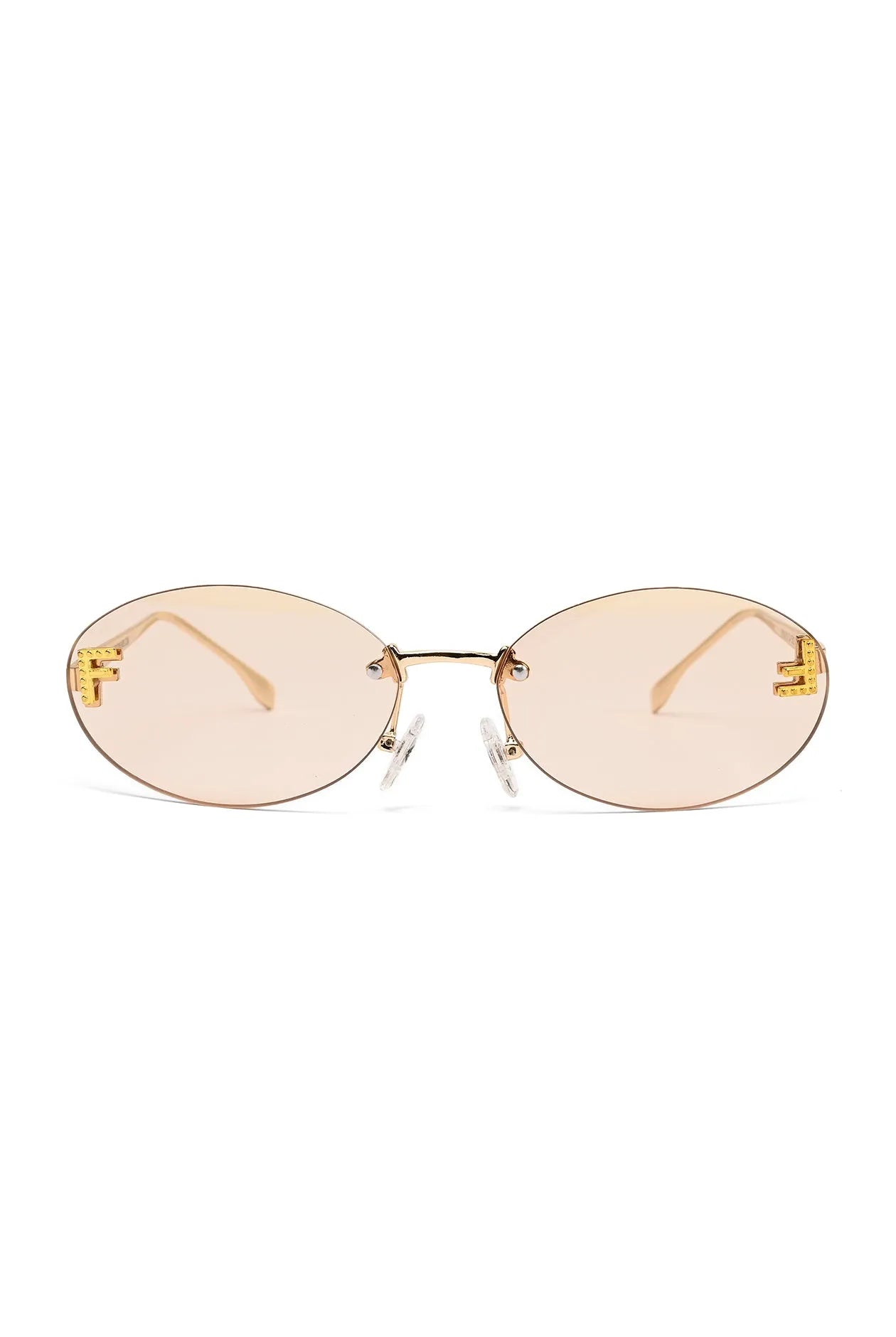 Elira | Gold Small Rim Less Oval Sunglasses for Women [UV-protected]