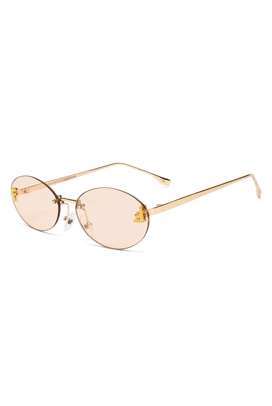 Quasar | Gold Small Rim Less Oval Sunglasses for Women [UV-protected]