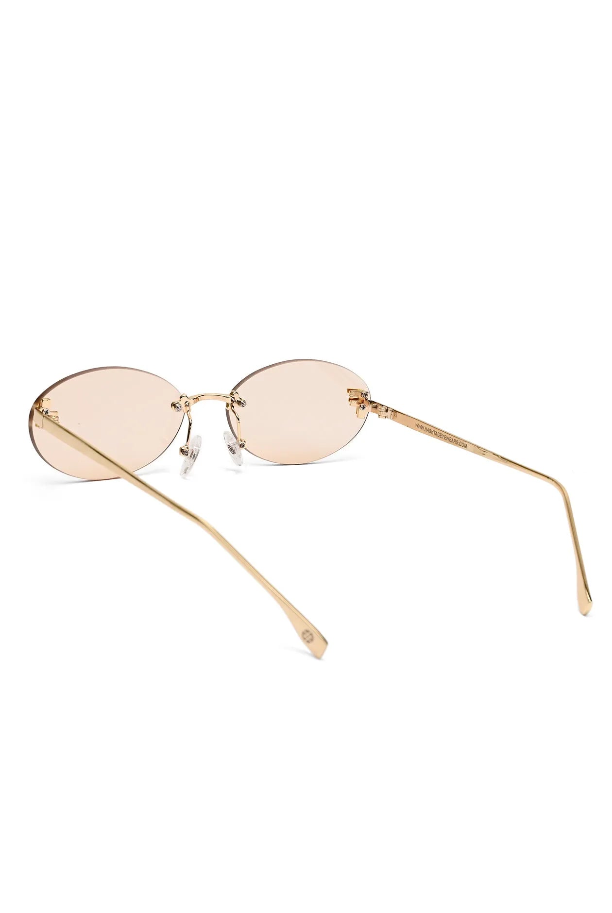 Elira | Gold Small Rim Less Oval Sunglasses for Women [UV-protected]