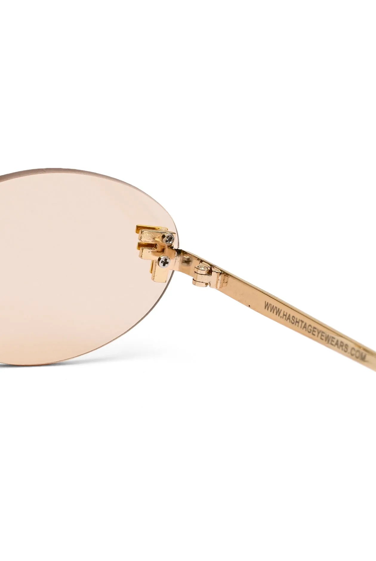Elira | Gold Small Rim Less Oval Sunglasses for Women [UV-protected]