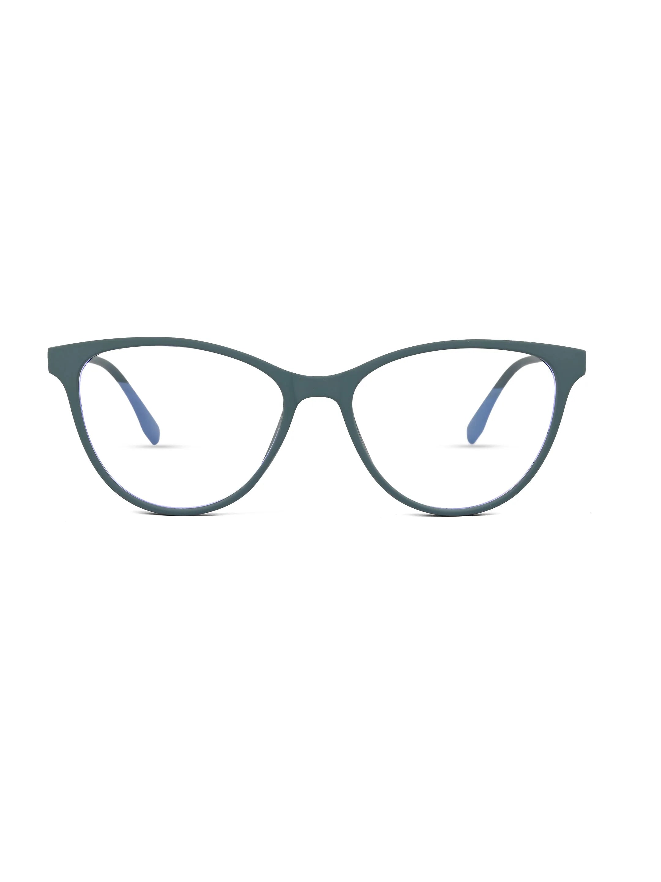 TruBlu | Olive Green Medium Full Rim CATEYE Computer Glasses for Men & Women [Blue Block]