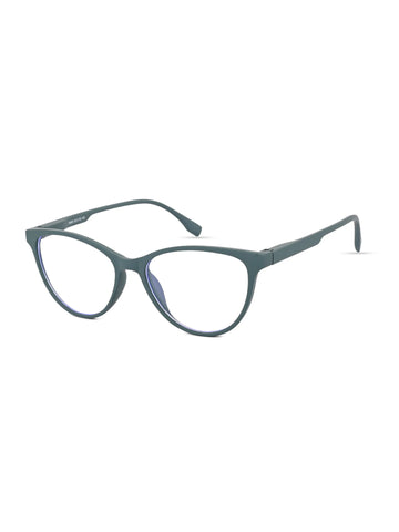 TruBlu | Olive Green Medium Full Rim CATEYE Computer Glasses for Men & Women [Blue Block]