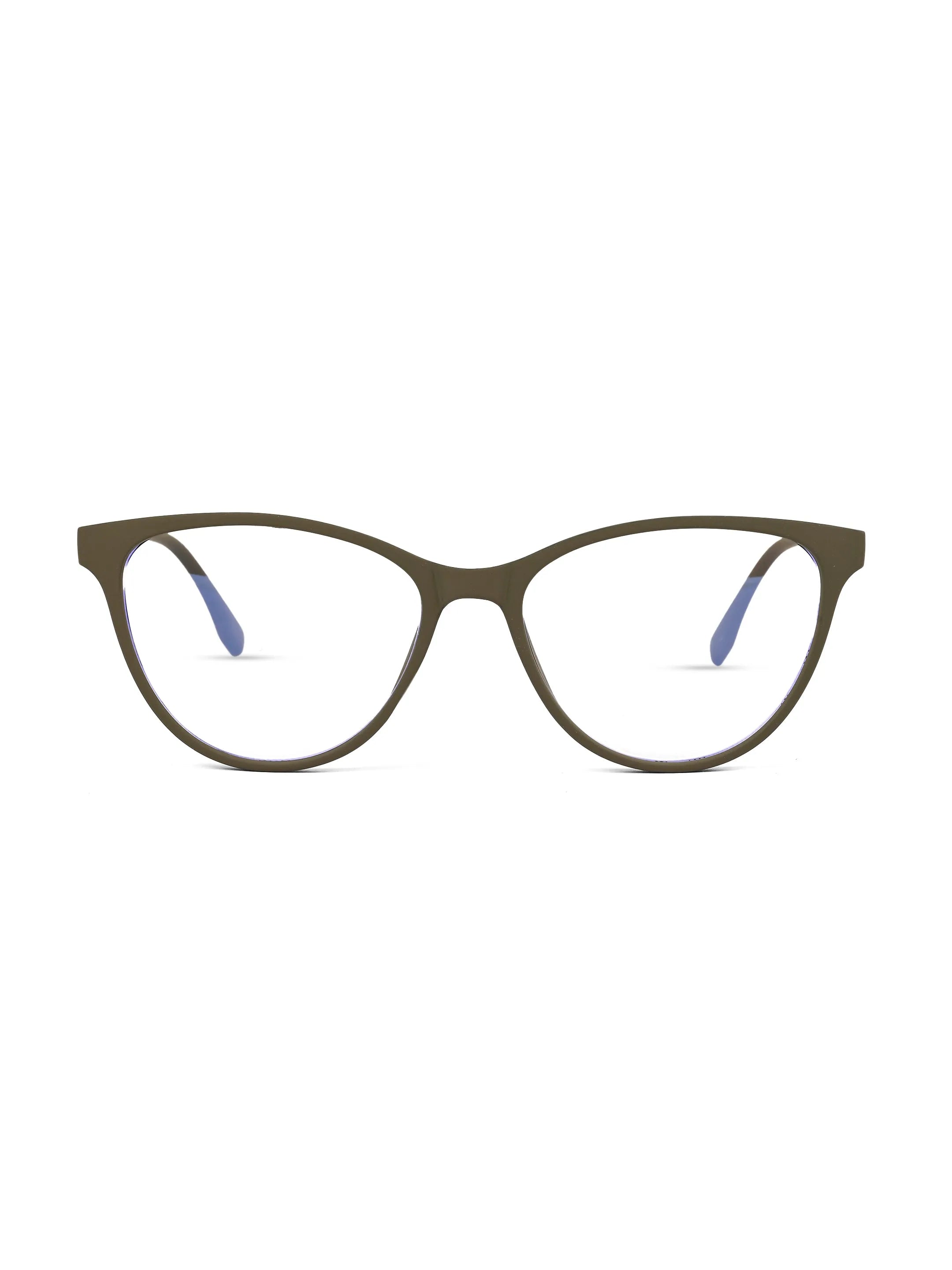 TruBlu | Dark Green Medium Full Rim CATEYE Computer Glasses for Men & Women [Blue Block]