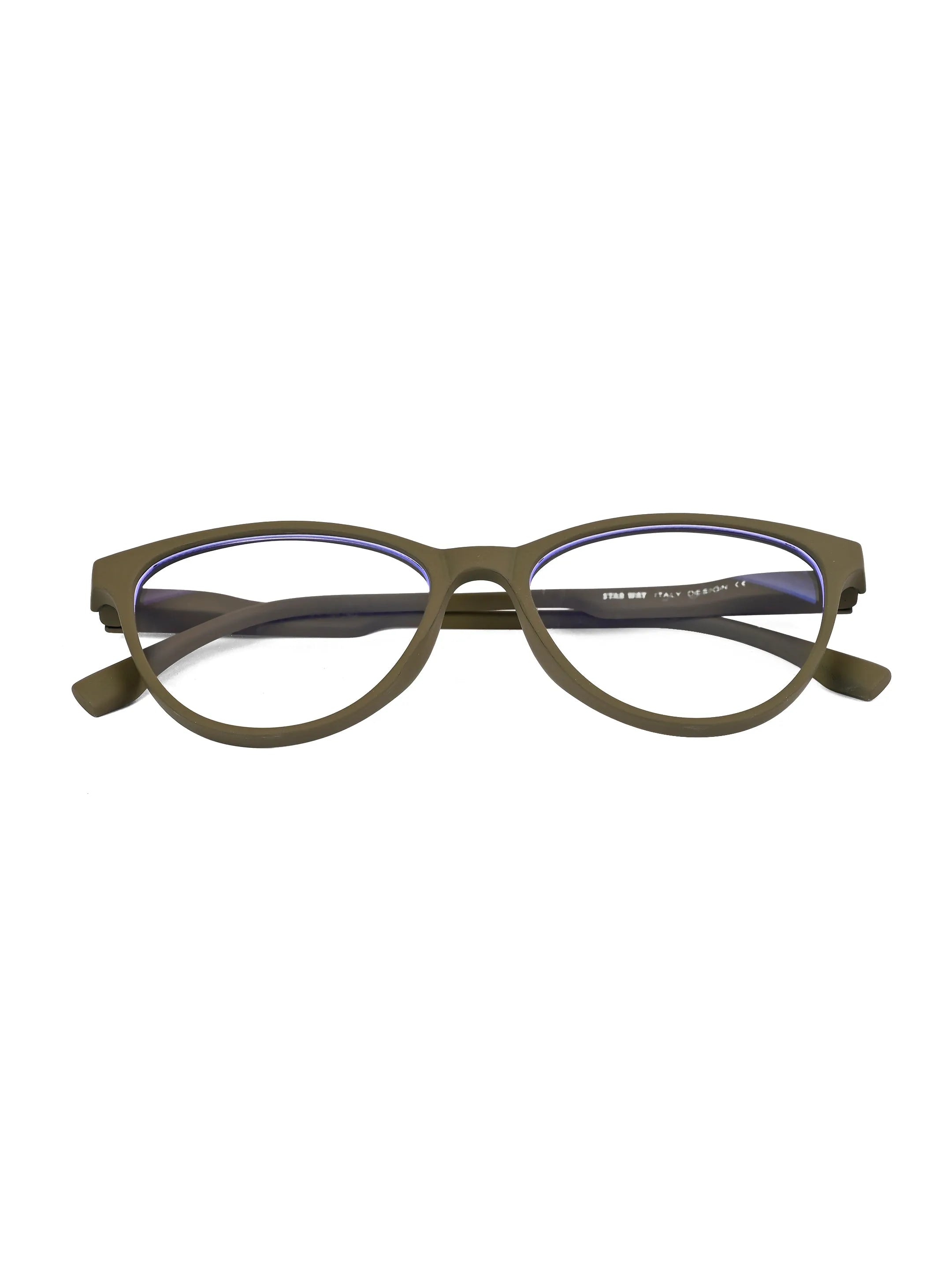 TruBlu | Dark Green Medium Full Rim CATEYE Computer Glasses for Men & Women [Blue Block]