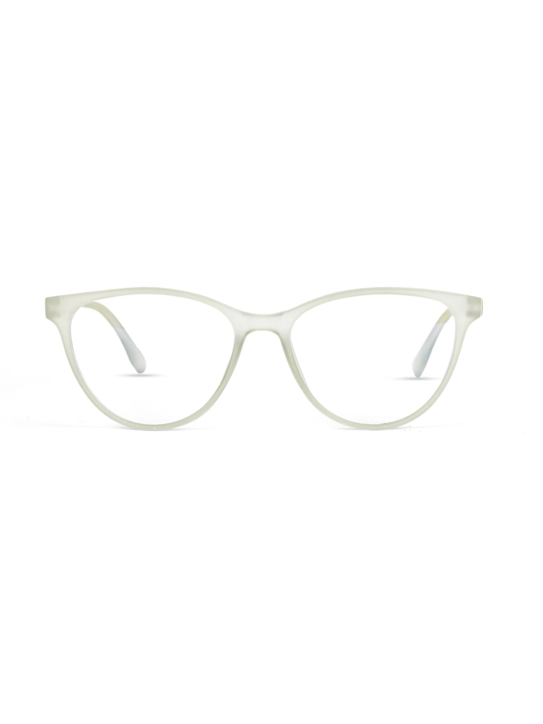 TruBlu | Light Green Medium Full Rim CATEYE Computer Glasses for Men & Women [Blue Block]