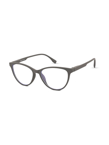 TruBlu | Grey Medium Full Rim CATEYE Computer Glasses for Men & Women [Blue Block]
