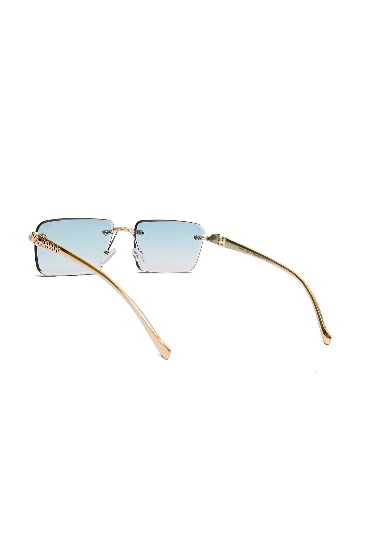 Clyra | Gradient Cyan Medium Rim Less RECTANGLE Sunglasses for Men [UV-protected]