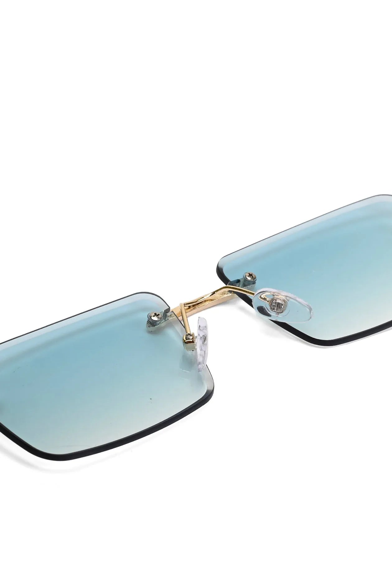 Clyra | Gradient Cyan Medium Rim Less RECTANGLE Sunglasses for Men [UV-protected]