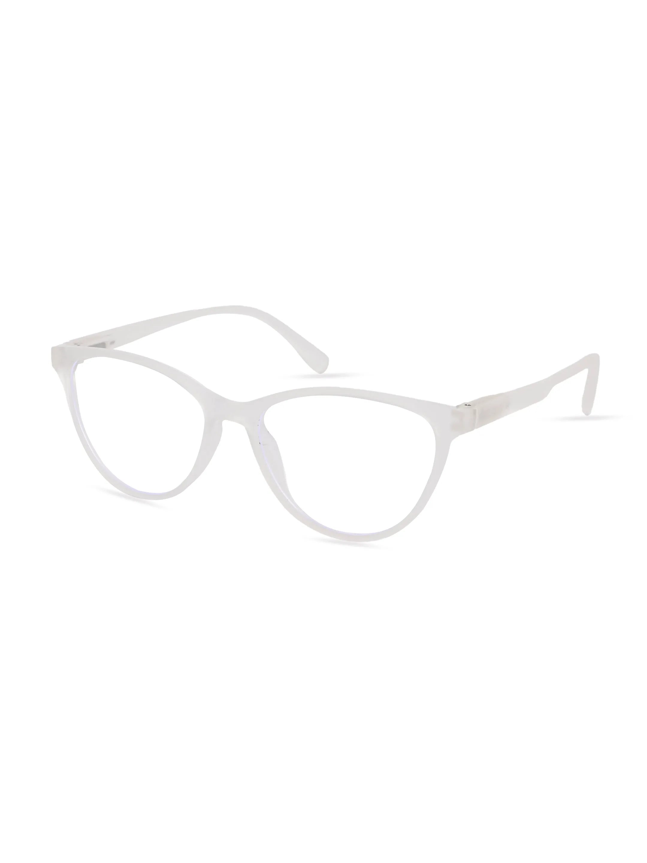 TruBlu | Transparent Medium Full Rim CATEYE Computer Glasses for Men & Women [Blue Block]