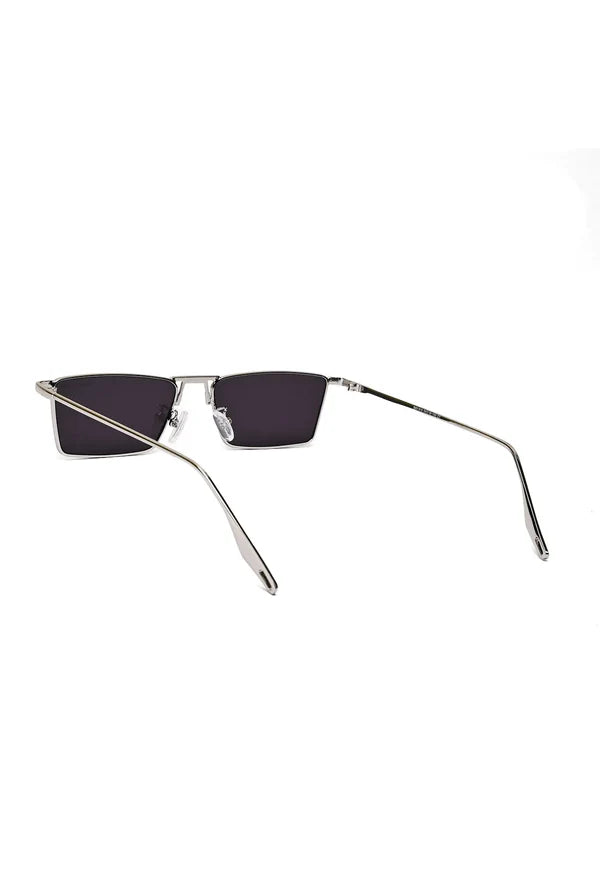 Elura | Silver Medium Full Rim RECTANGLE Sunglasses for Men & Women [UV-protected]