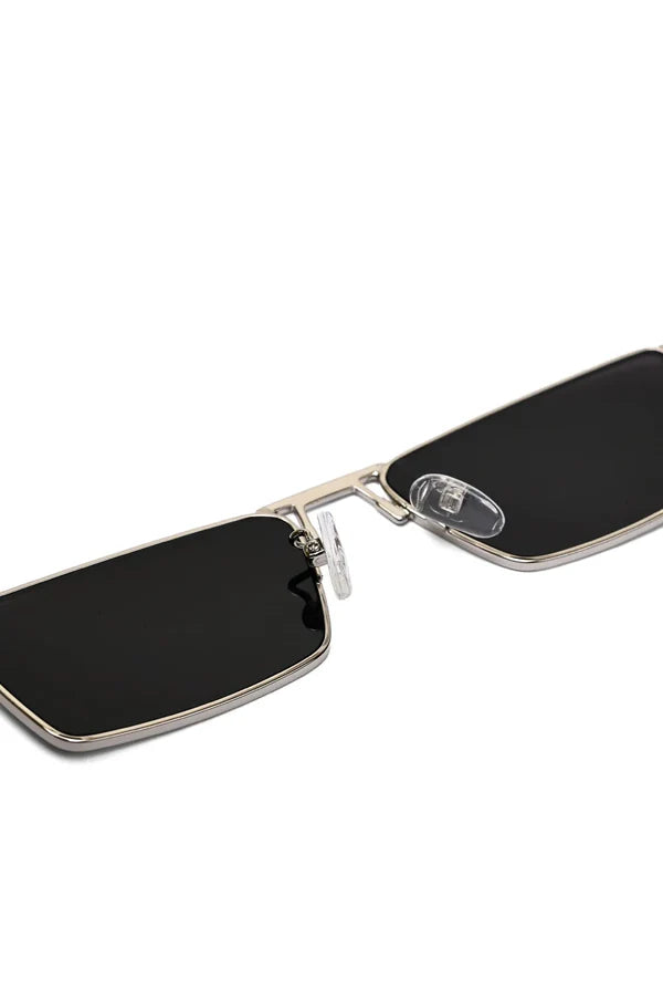 Elura | Silver Medium Full Rim RECTANGLE Sunglasses for Men & Women [UV-protected]