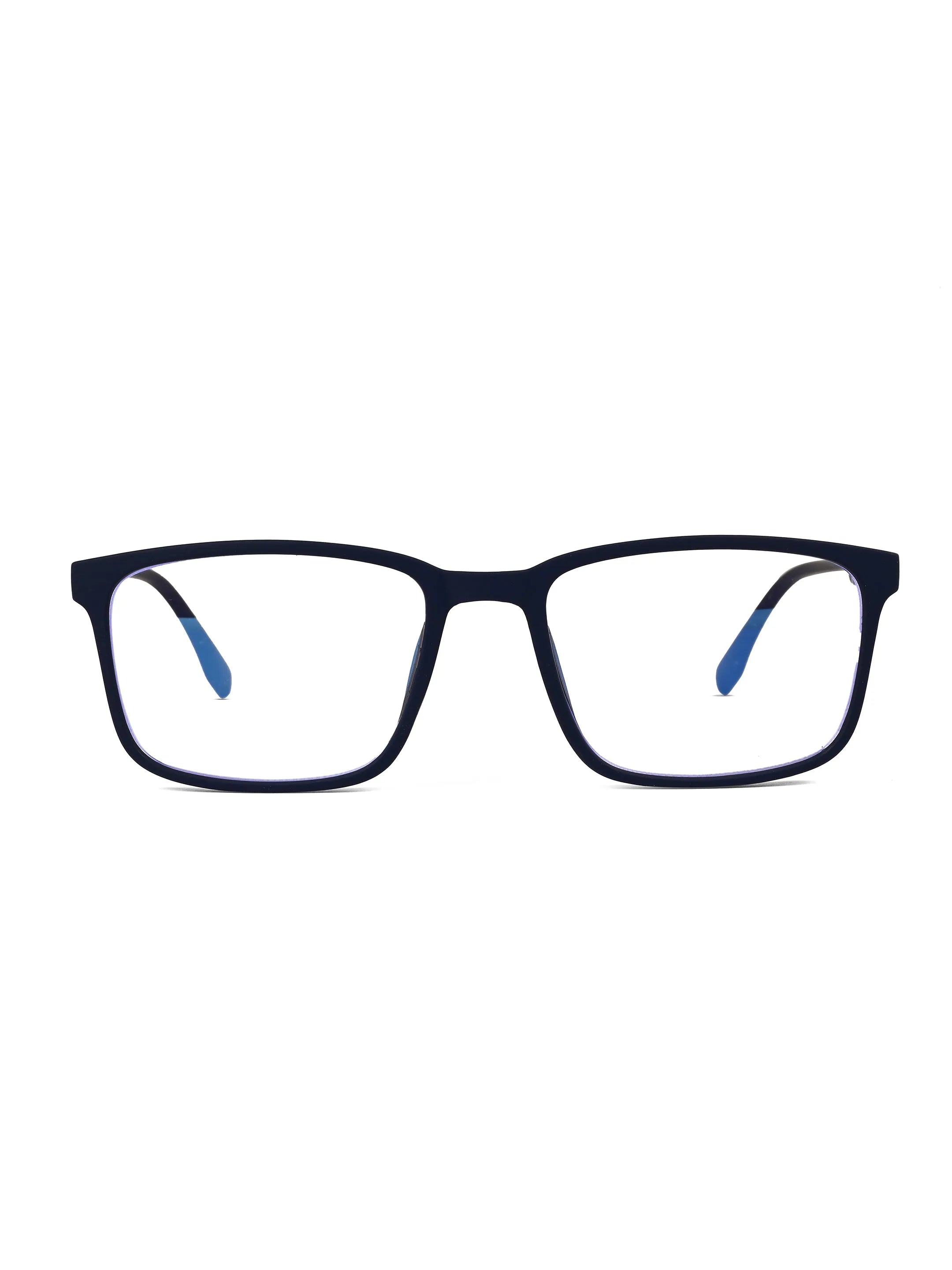 Vizionix | Blue Medium Full Rim RECTANGLE Computer Glasses for Men & Women [Blue Block]
