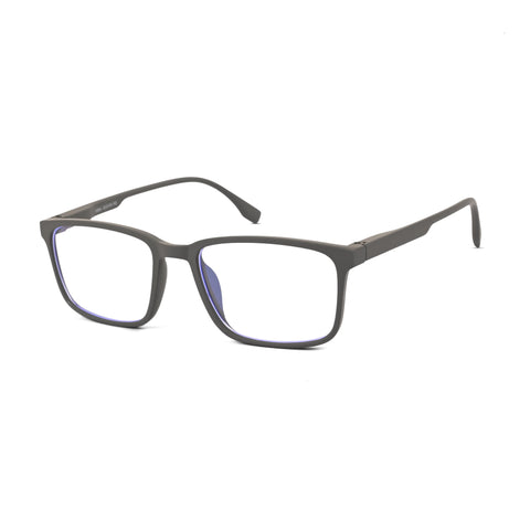 Vizionix | Grey Medium Full Rim RECTANGLE Computer Glasses for Men & Women [Blue Block]