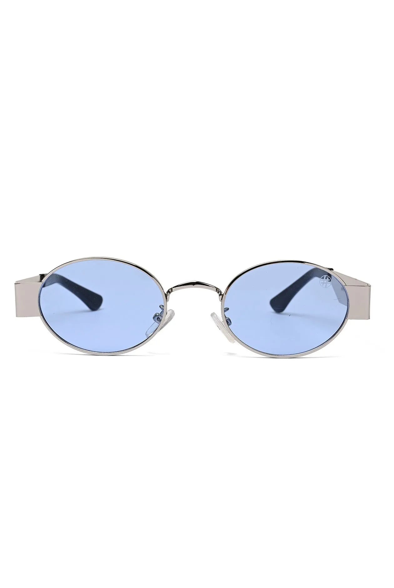 Liora | Silver Small Full Rim Oval Sunglasses for Women [UV-protected]