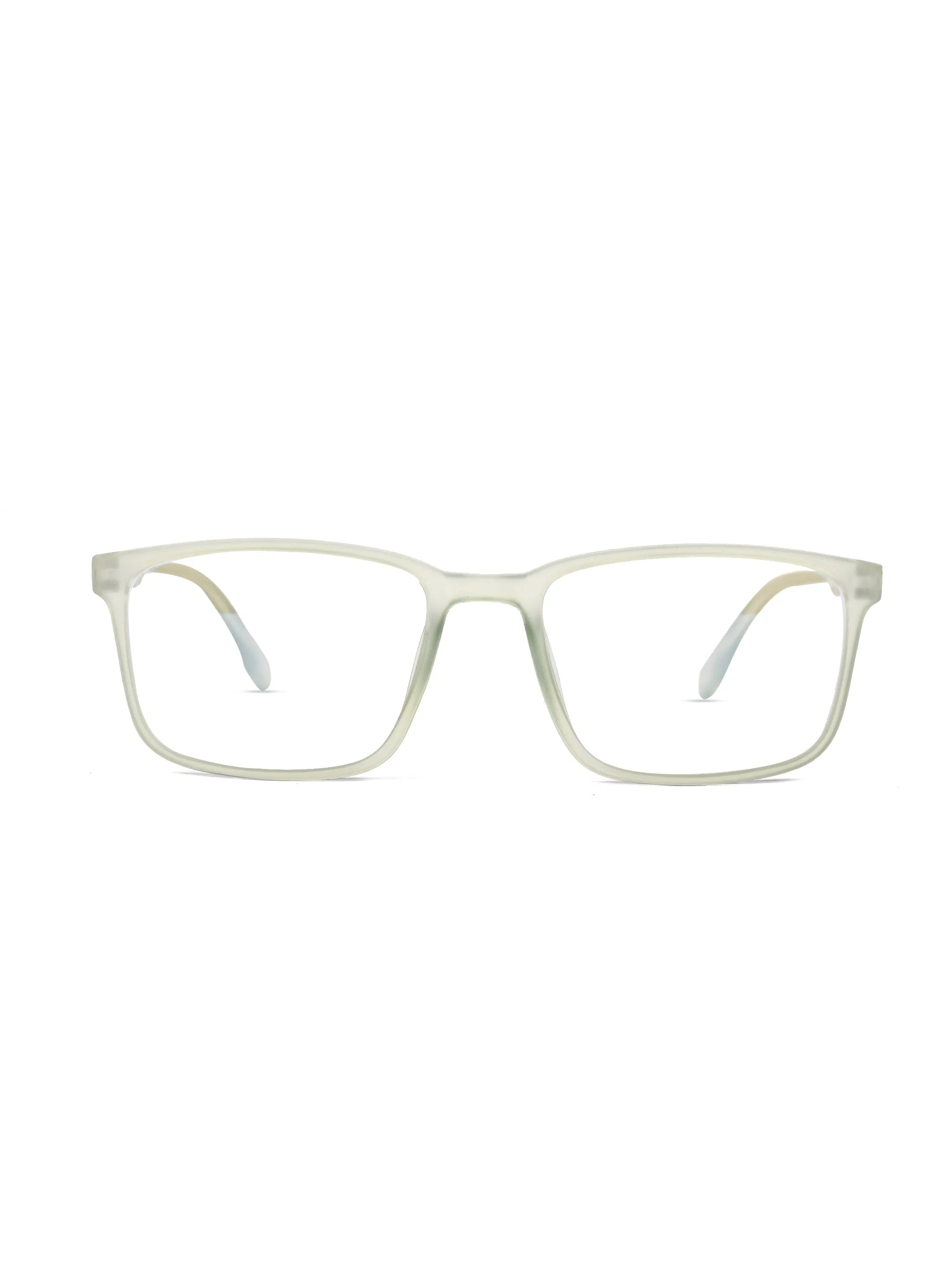 Vizionix | Transparent Light Green Medium Full Rim RECTANGLE Computer Glasses for Men & Women [Blue Block]