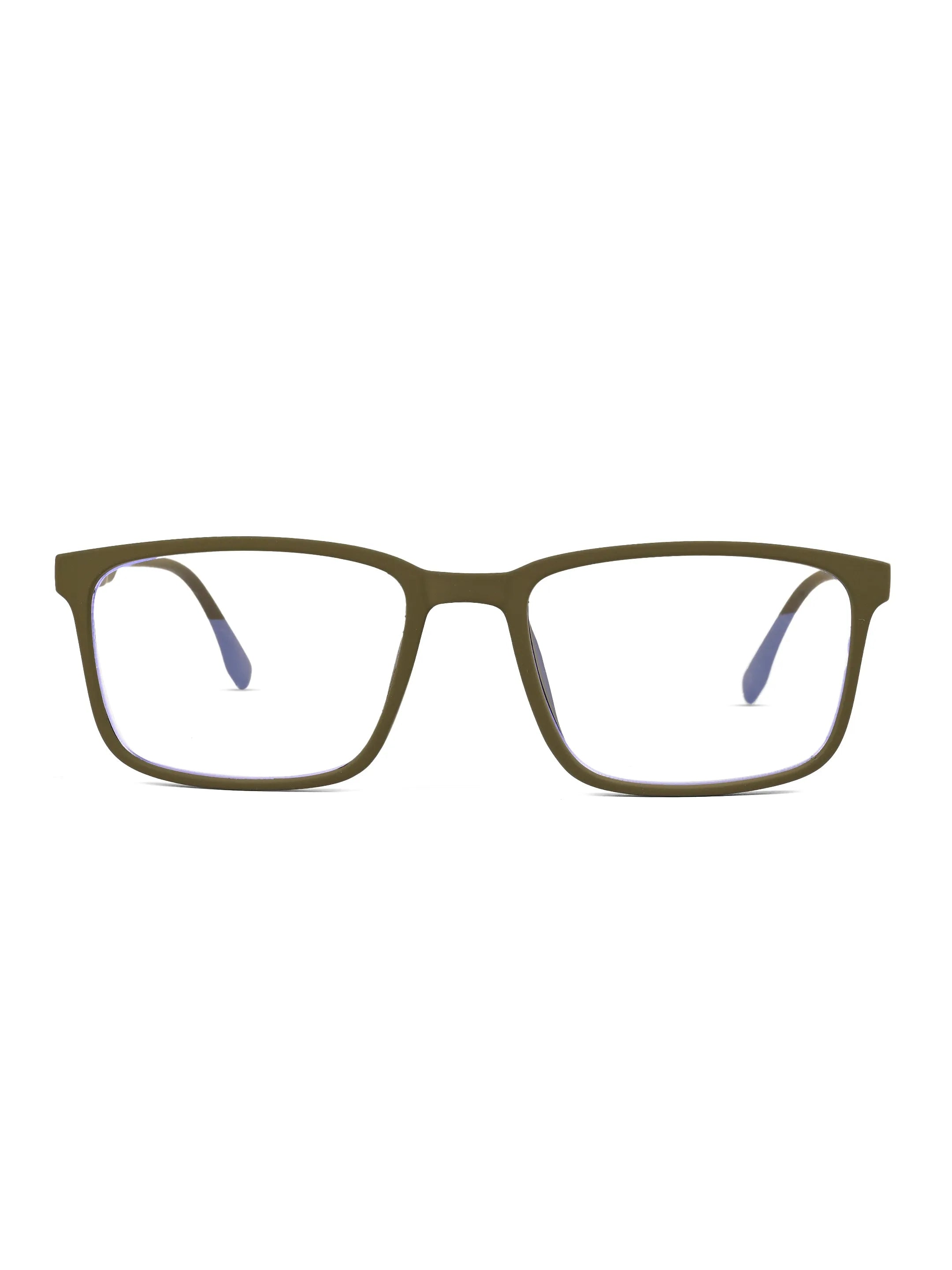 Vizionix | Olive Green Medium Full Rim RECTANGLE Computer Glasses for Men & Women [Blue Block]