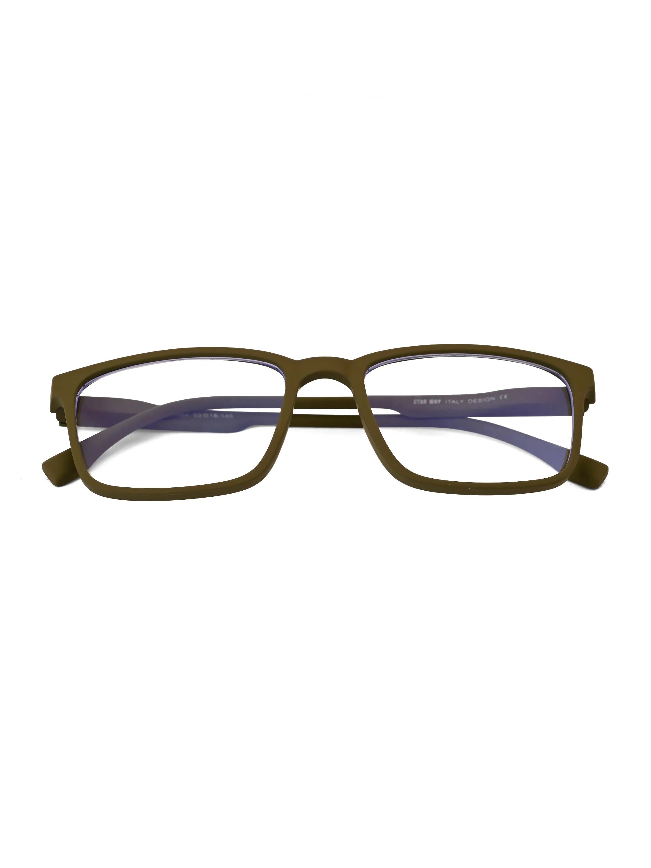 Vizionix | Olive Green Medium Full Rim RECTANGLE Computer Glasses for Men & Women [Blue Block]