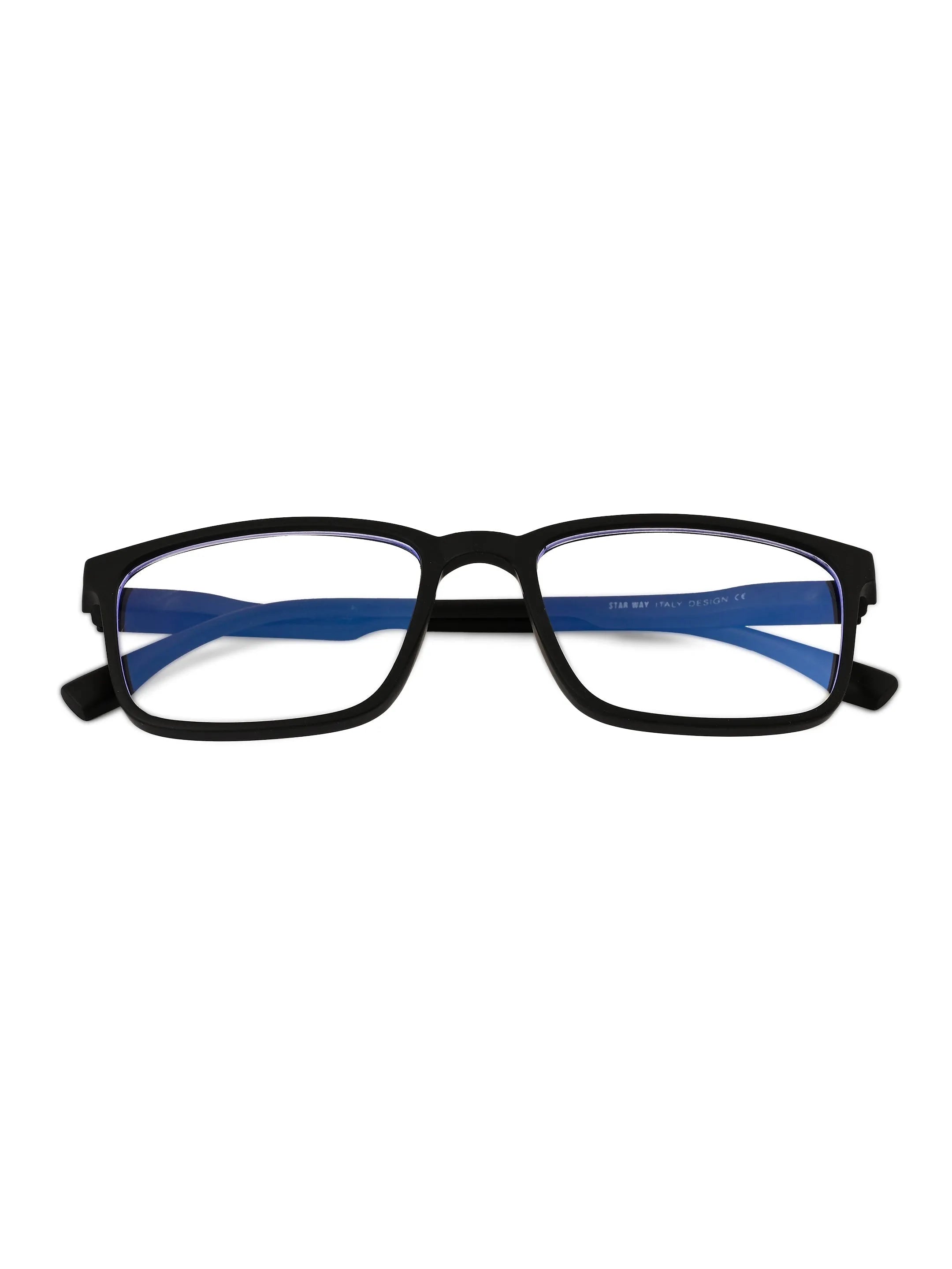Vizionix | Black Medium Full Rim RECTANGLE Computer Glasses for Men & Women [Blue Block]